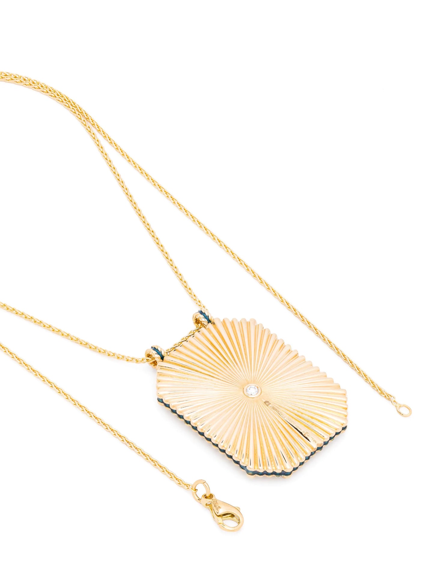 18kt yellow gold M Letter Scapular diamond necklace