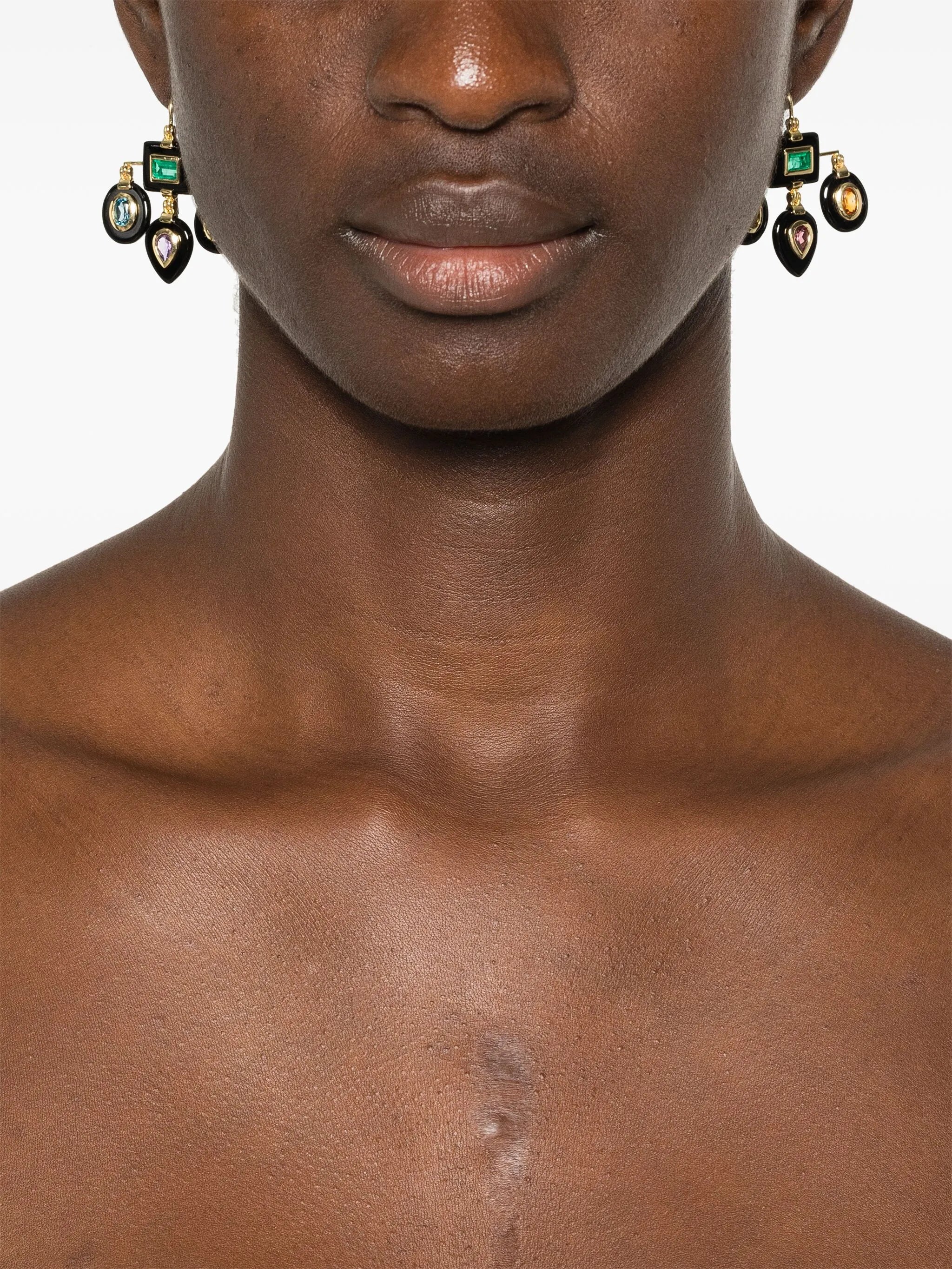 18kt yellow gold Seven Chakras earrings