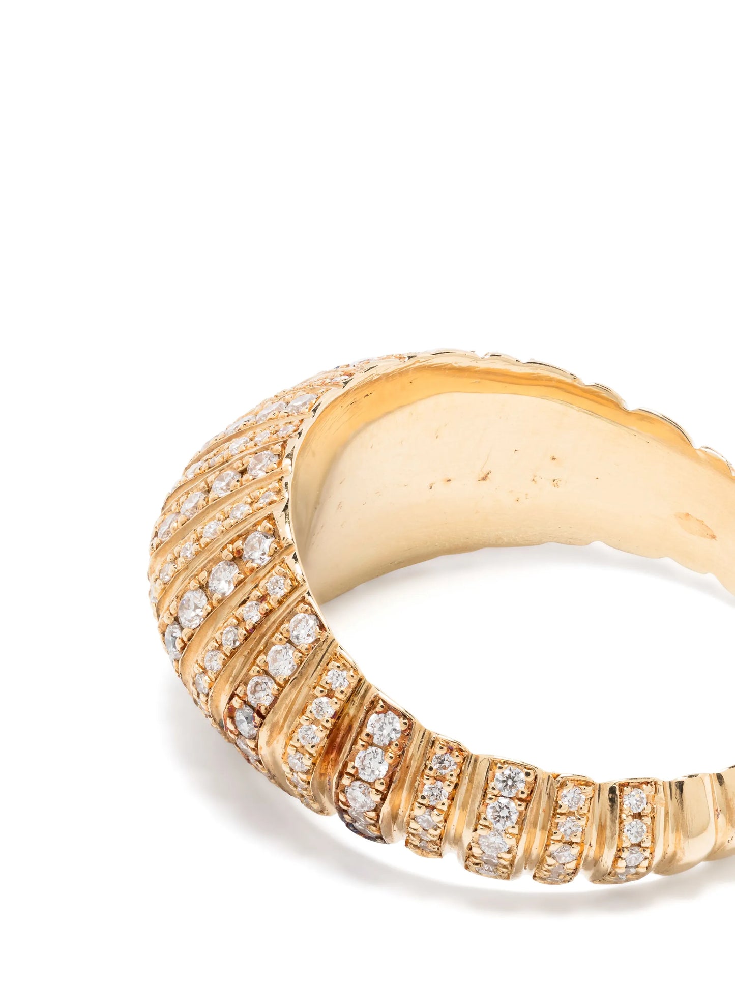 18kt yellow gold XL Fluted Crescent diamond ring