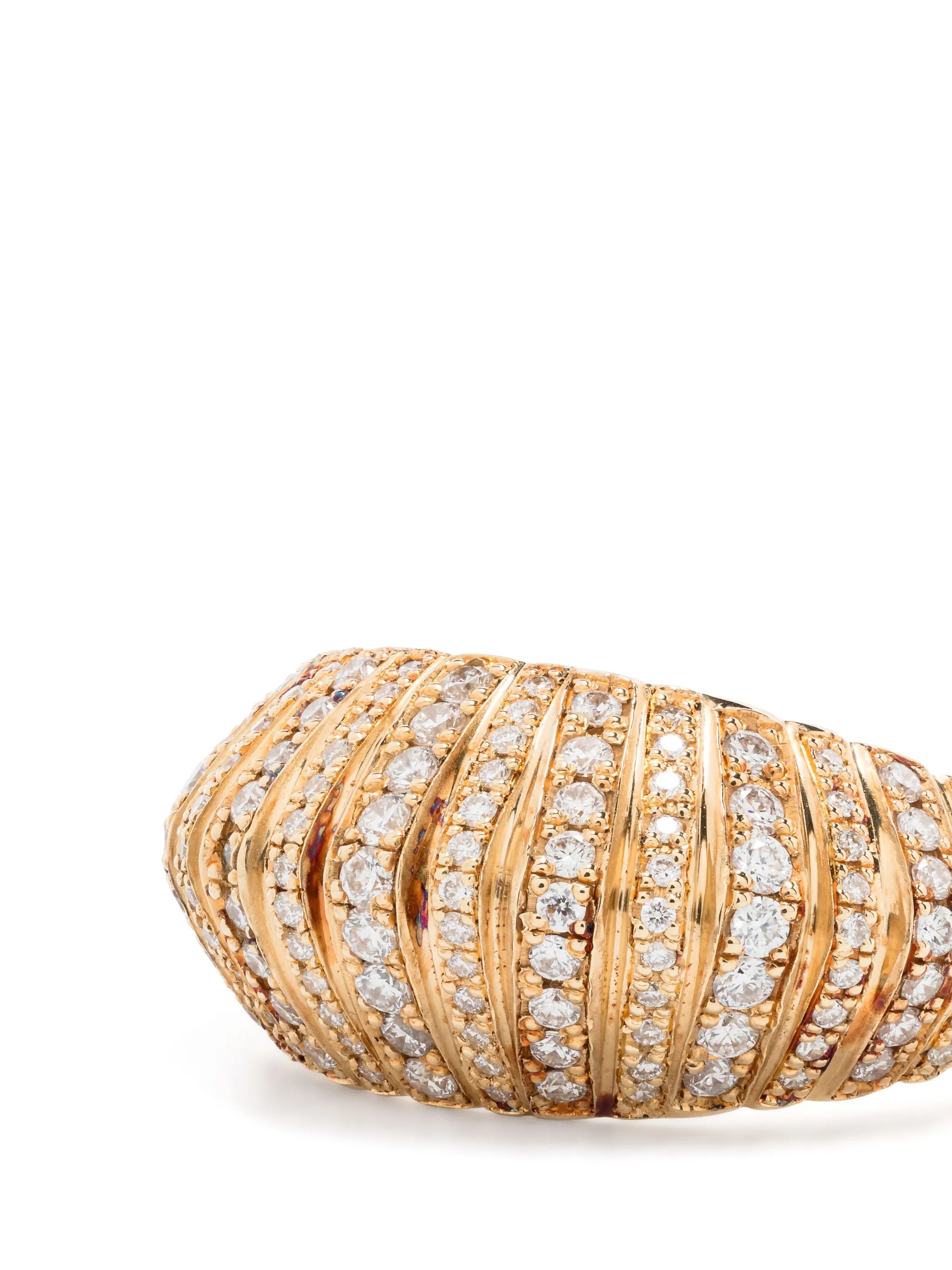 18kt yellow gold XL Fluted Crescent diamond ring