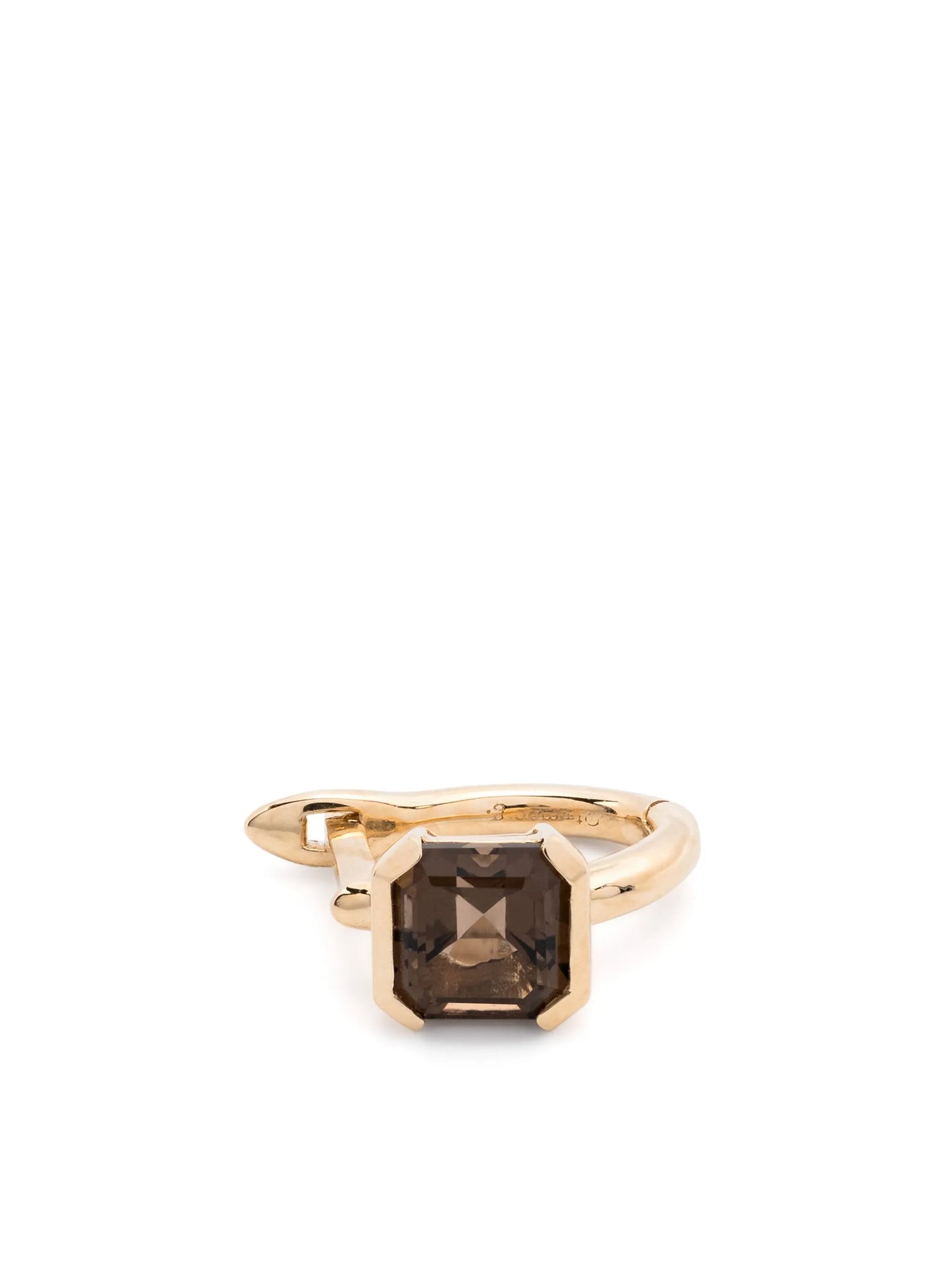 9kt yellow gold Domino smoky quartz earrings