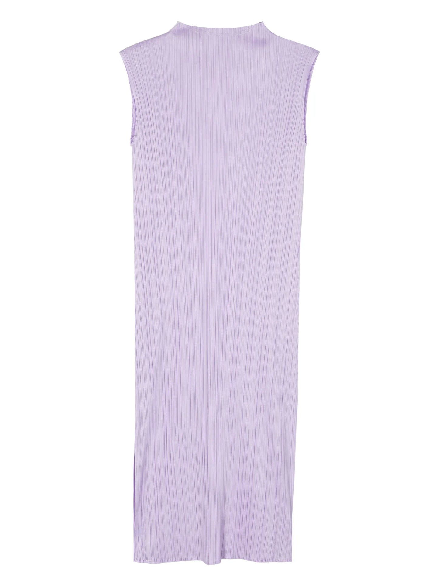 mock-neck plissé midi dress