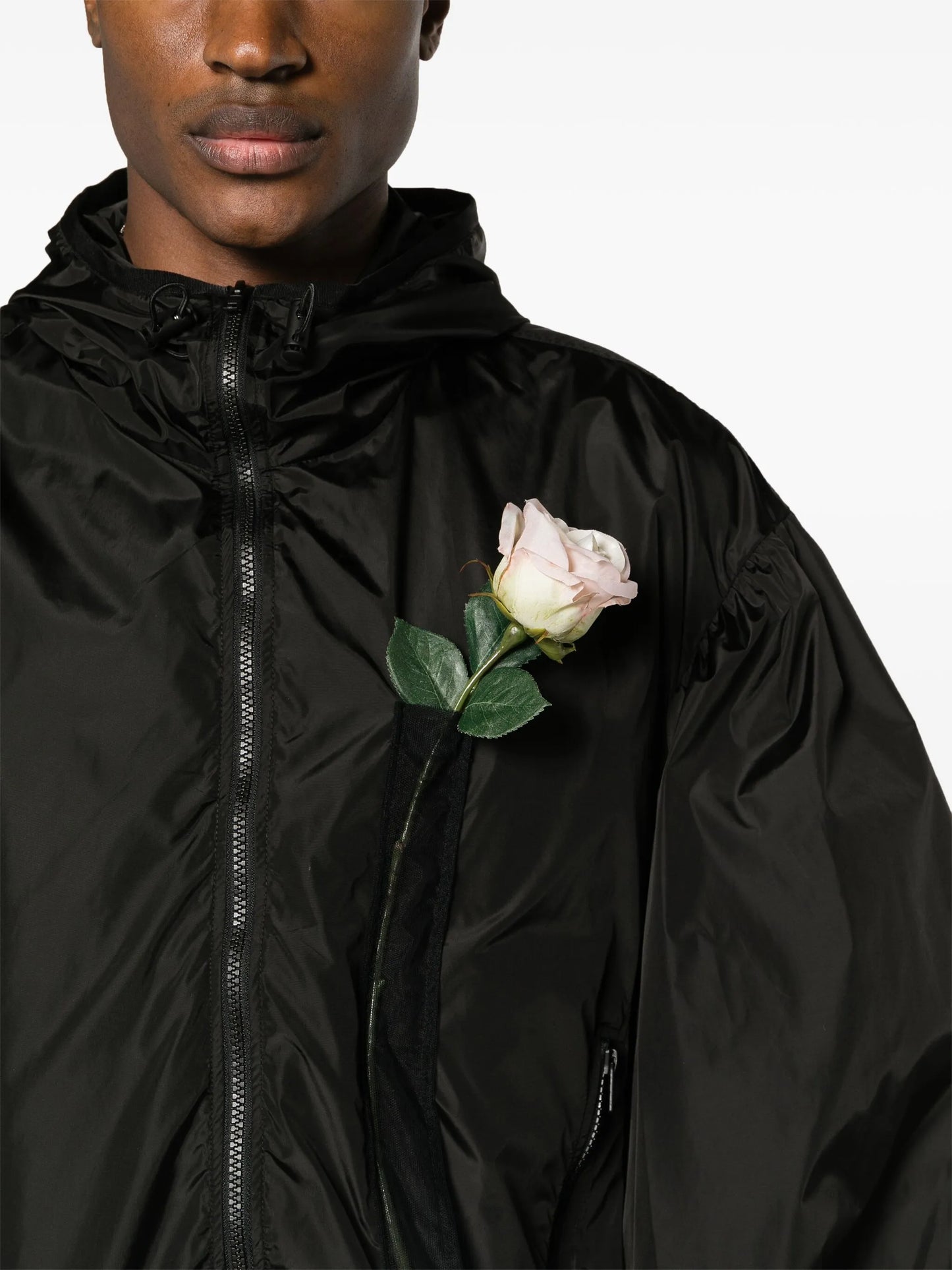 floral-appliqué hooded jacket