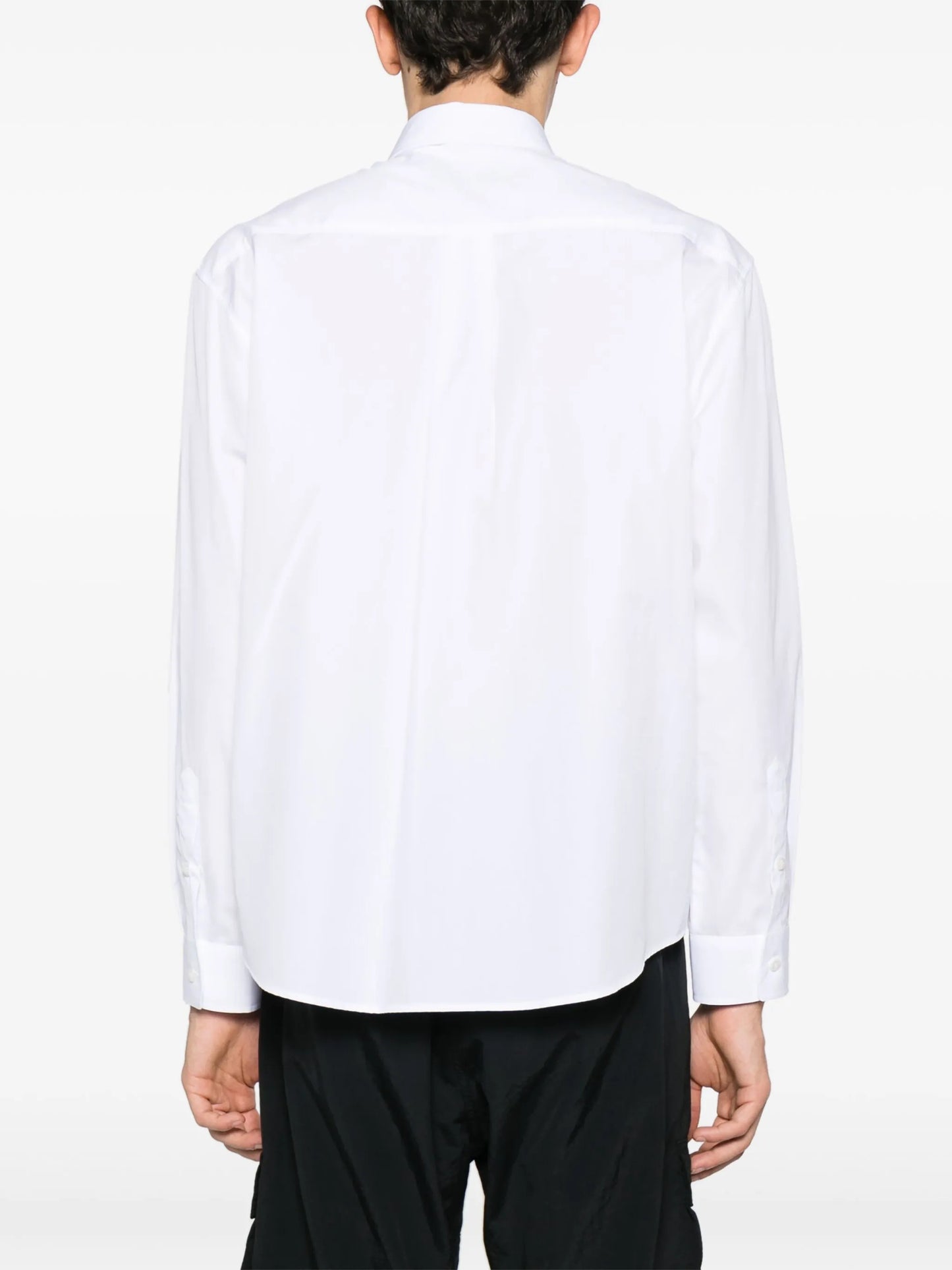 rose-embroidered cotton shirt
