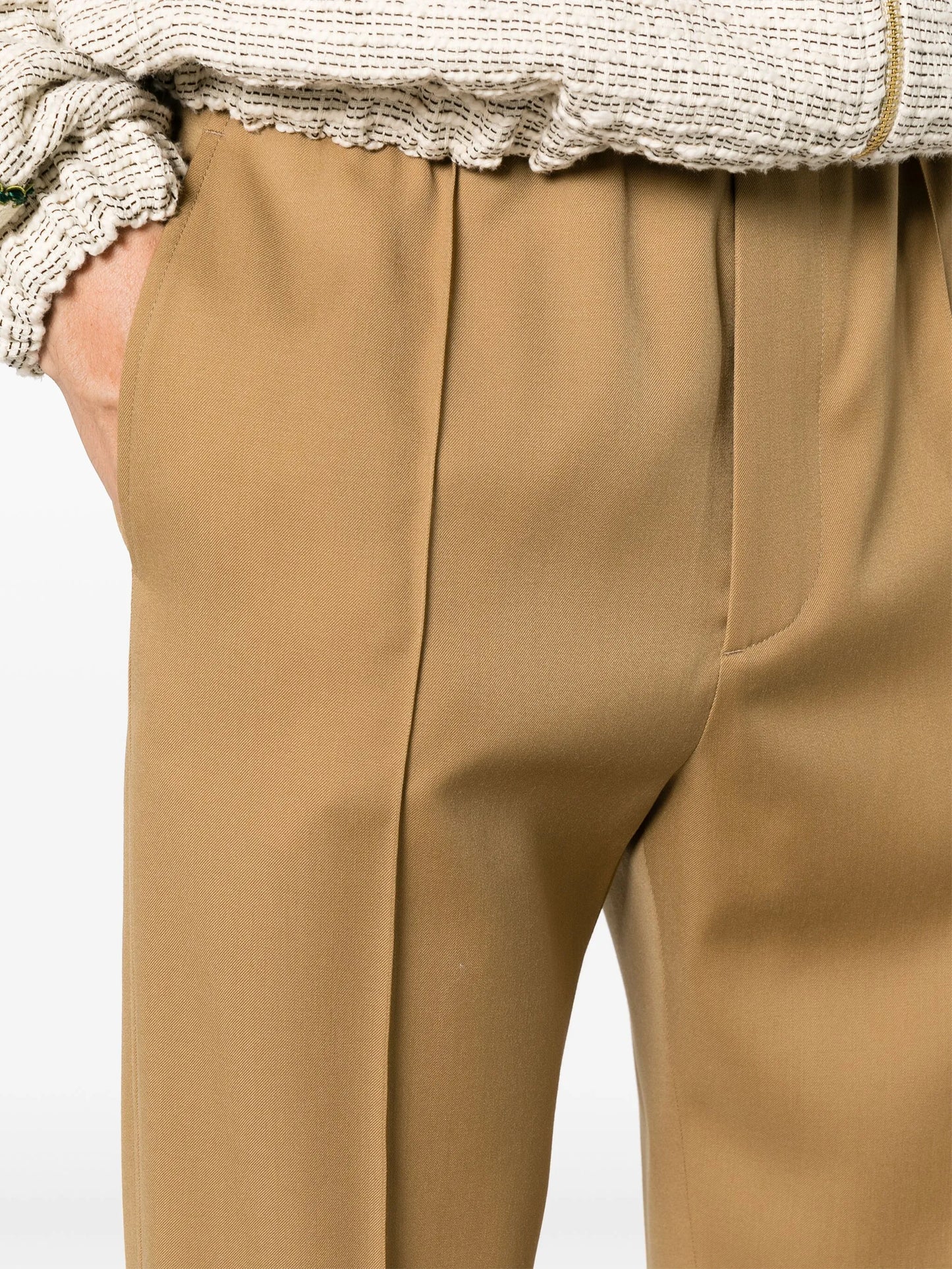 tapered-leg wool trousers