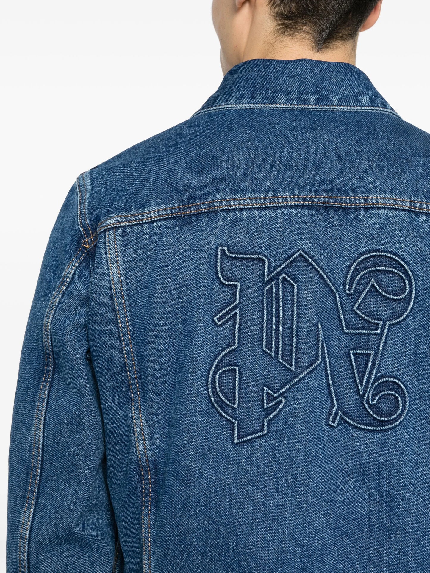 embossed-monogram denim jacket