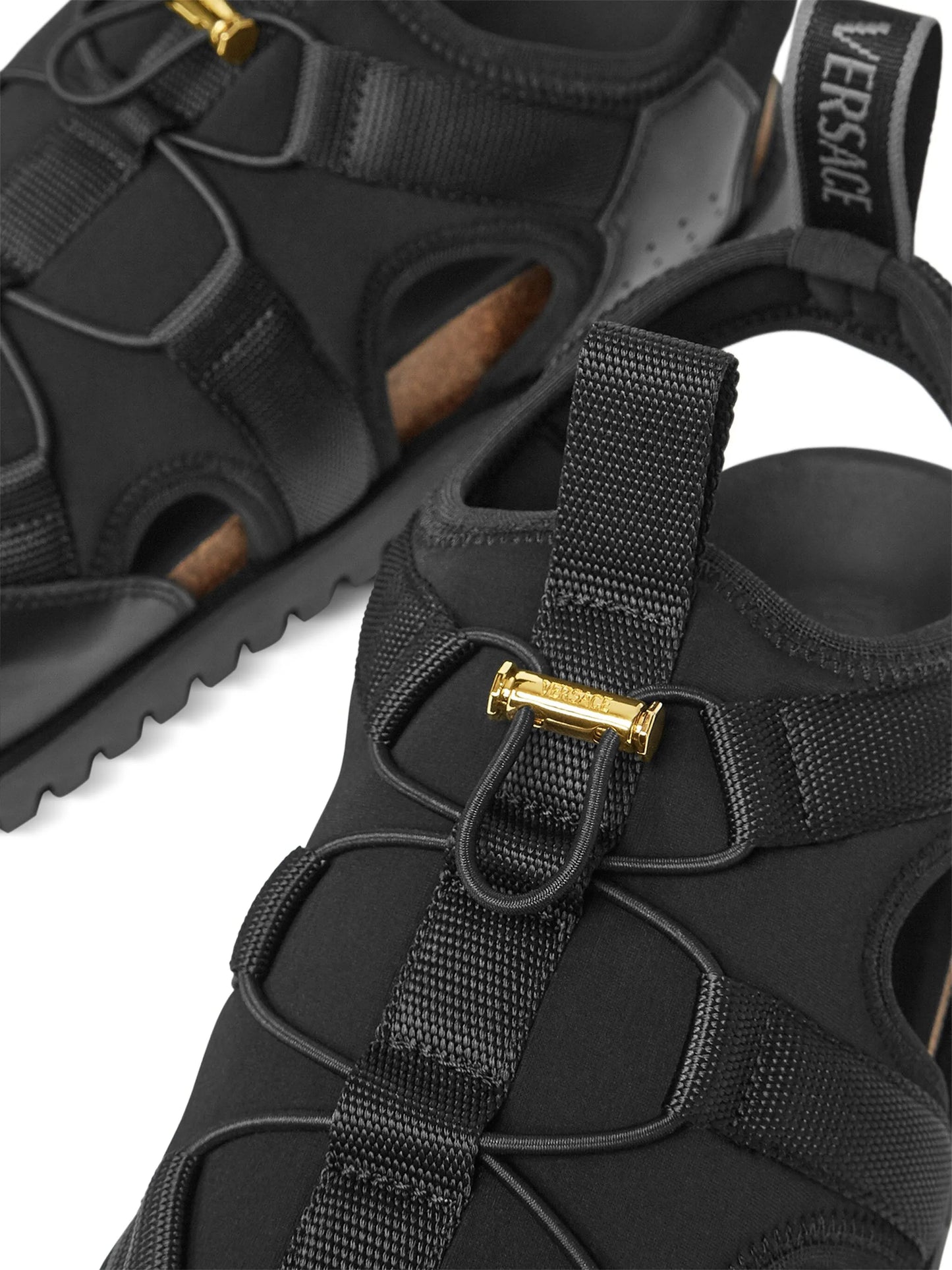 logo-debossed caged sandals