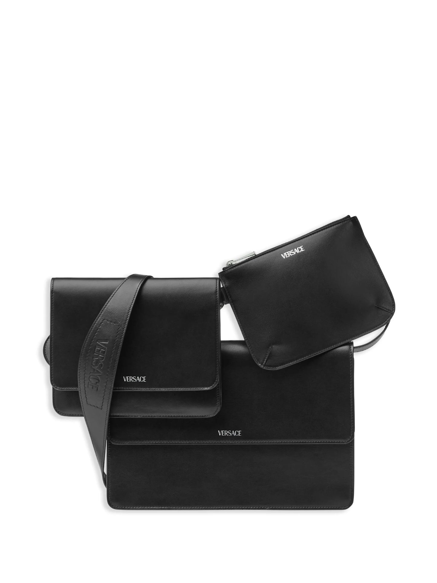logo-appliqué leather shoulder bag