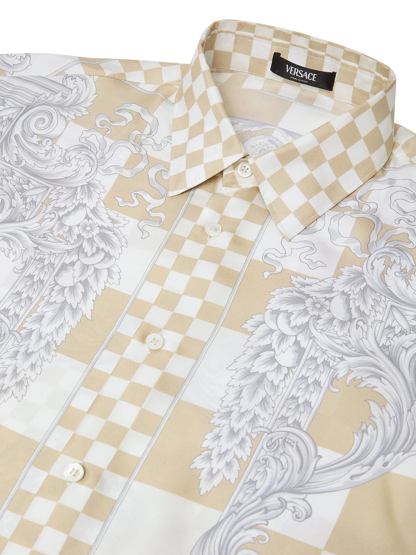 Medusa-print checked silk shirt