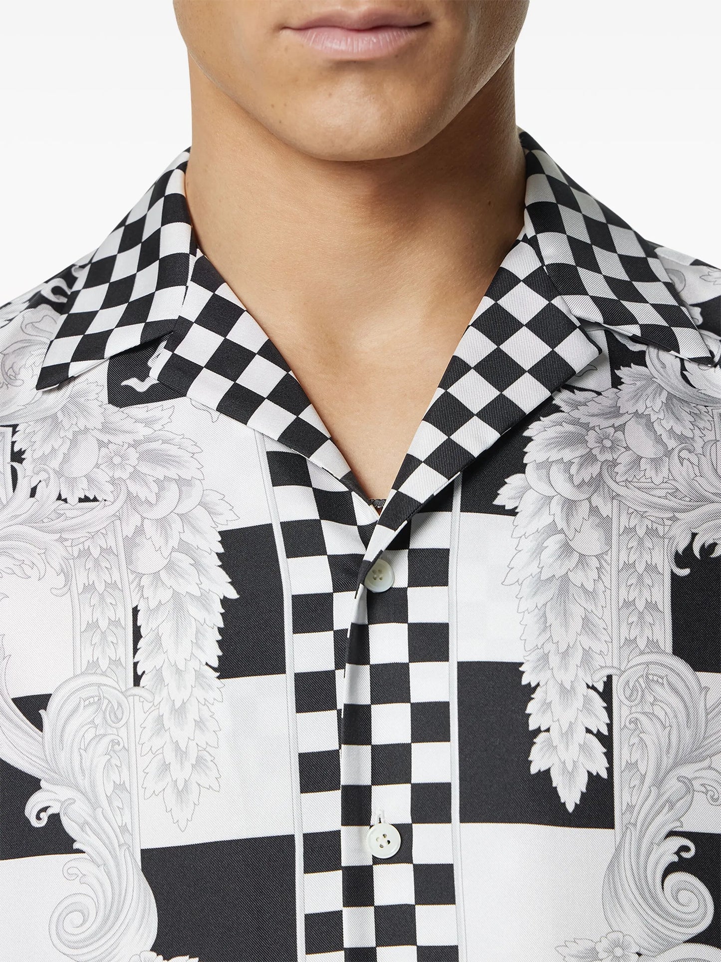 Medusa-print checked silk shirt