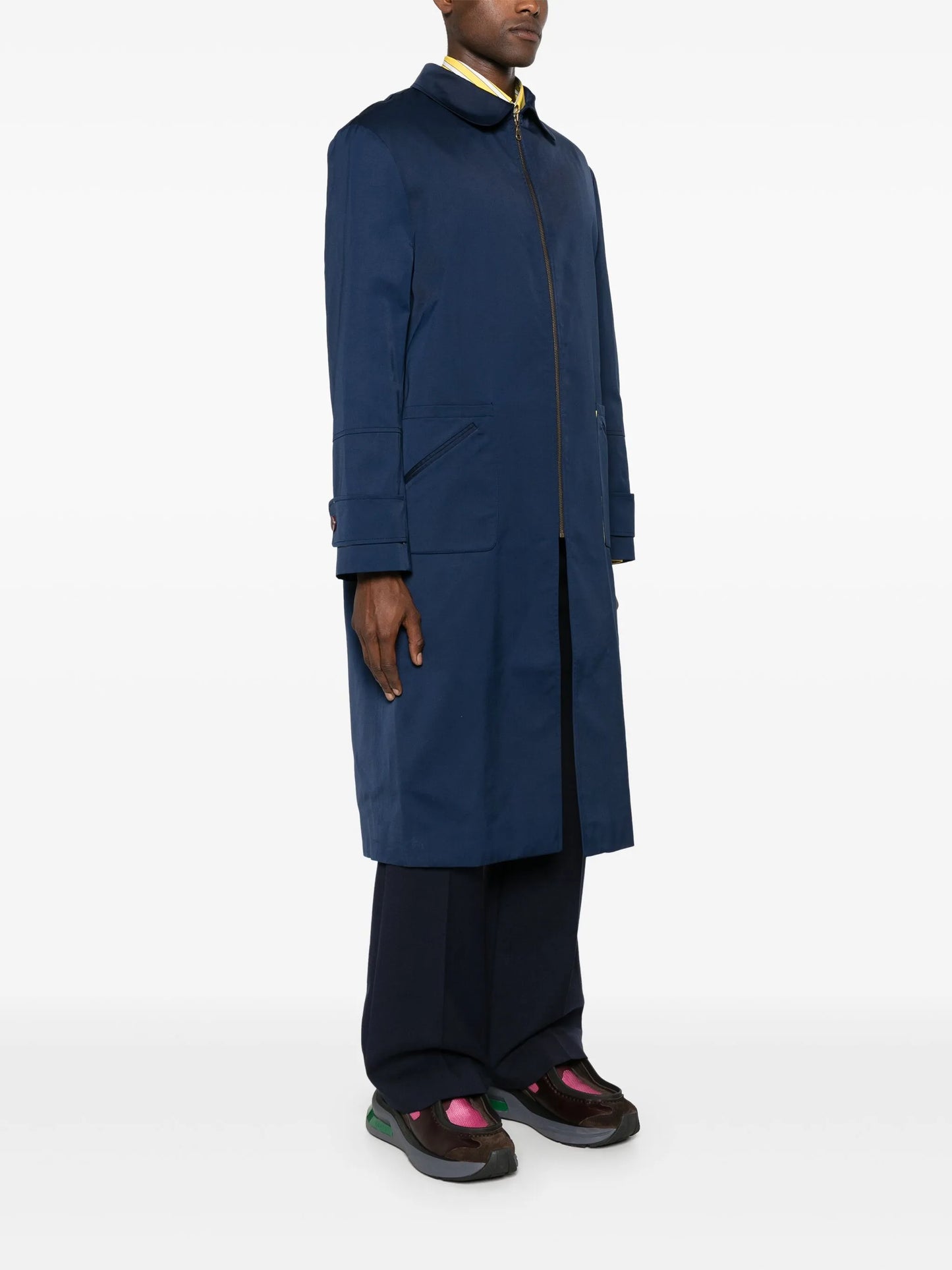 rounded-collar shell coat