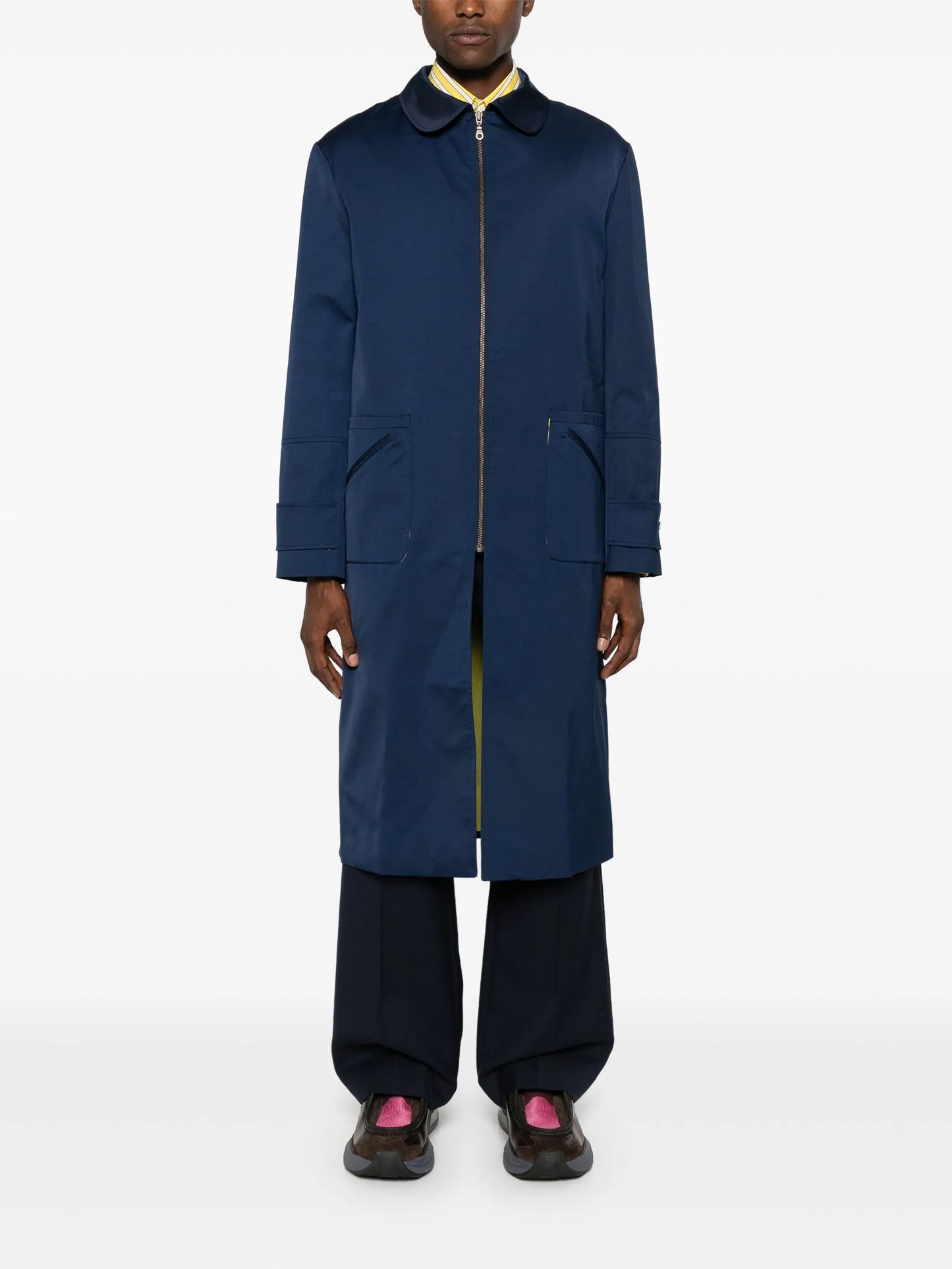 rounded-collar shell coat