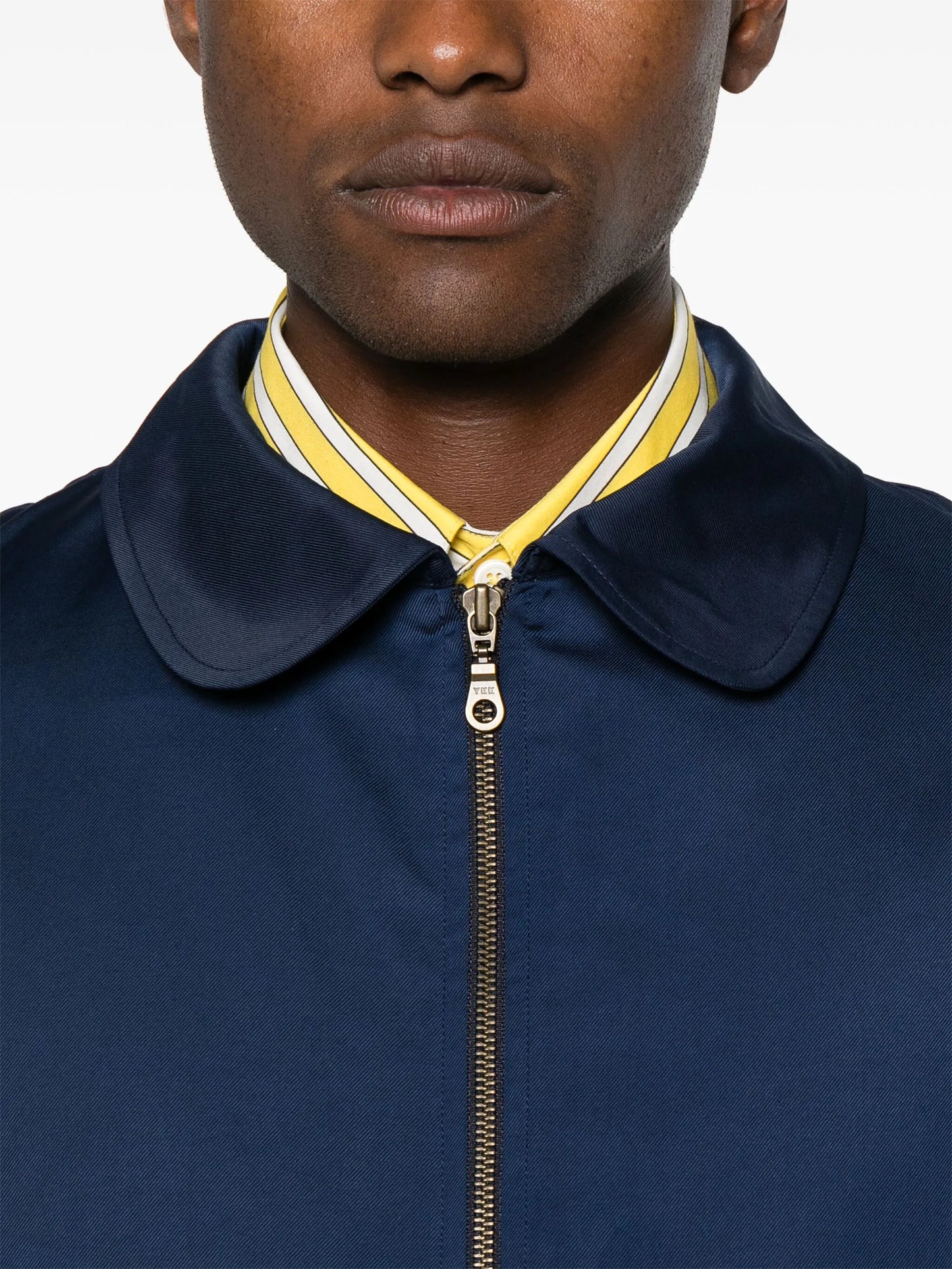 rounded-collar shell coat