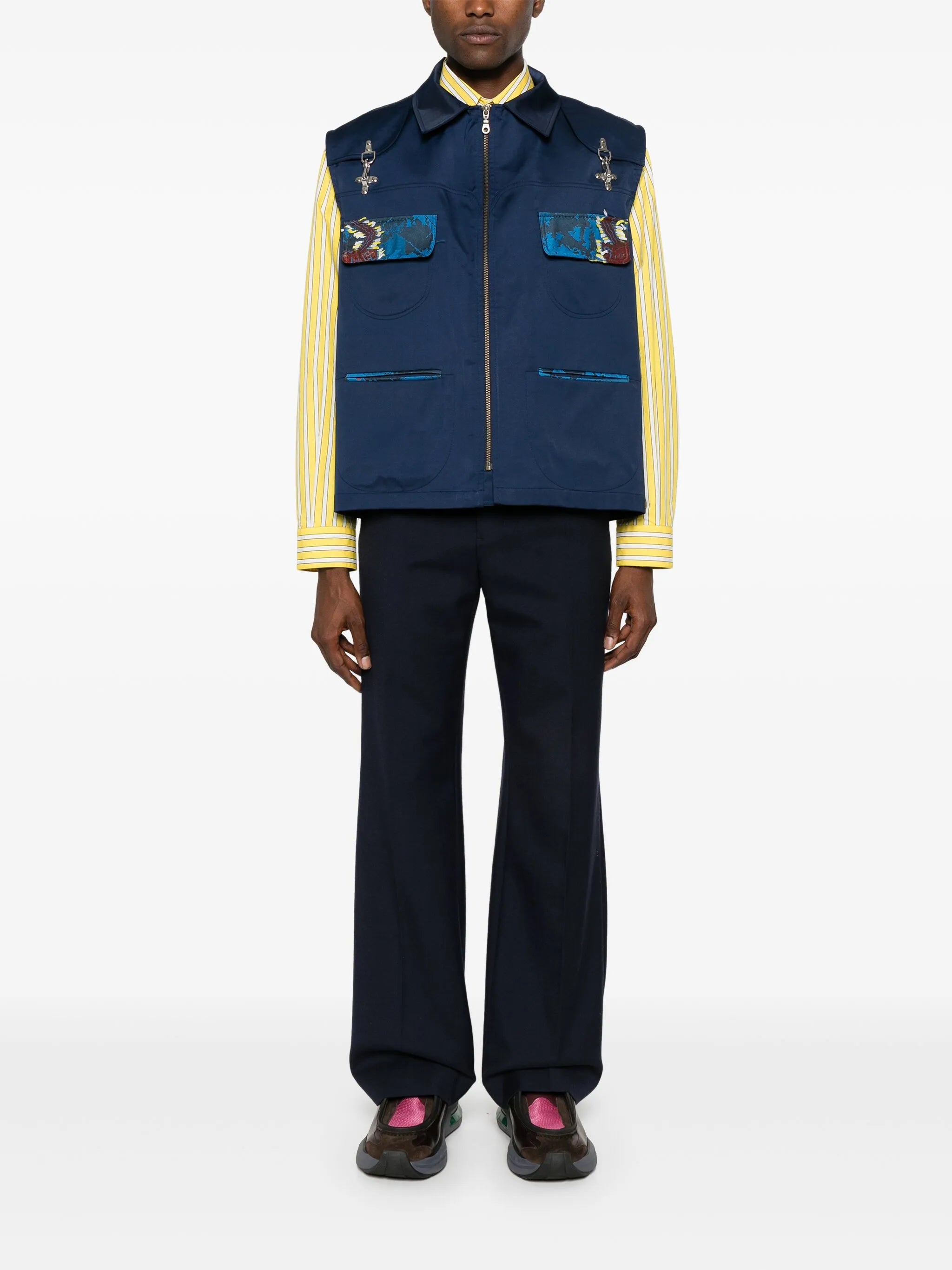 sleeveless twill waistcoat