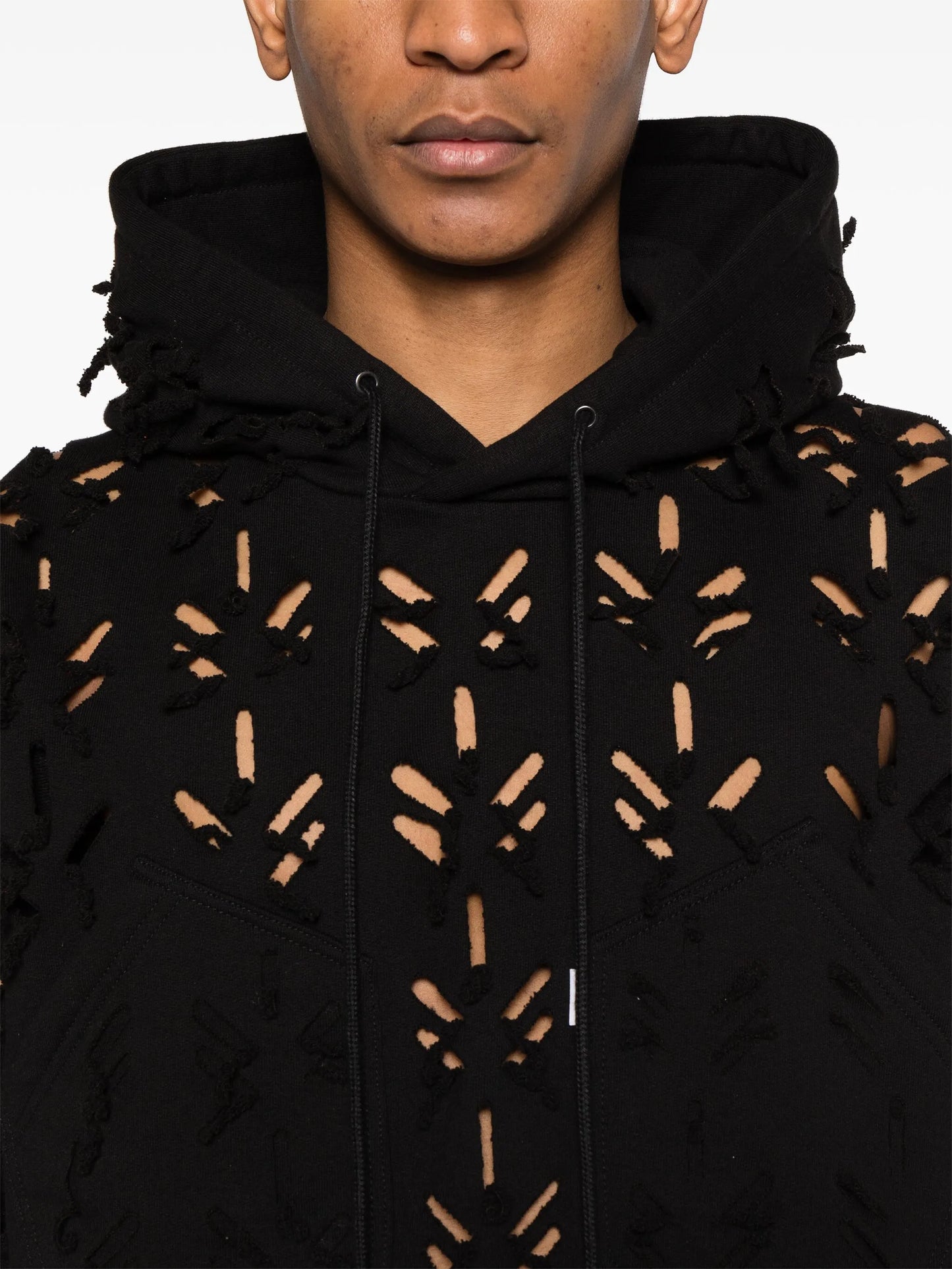 Slashed cotton hoodie