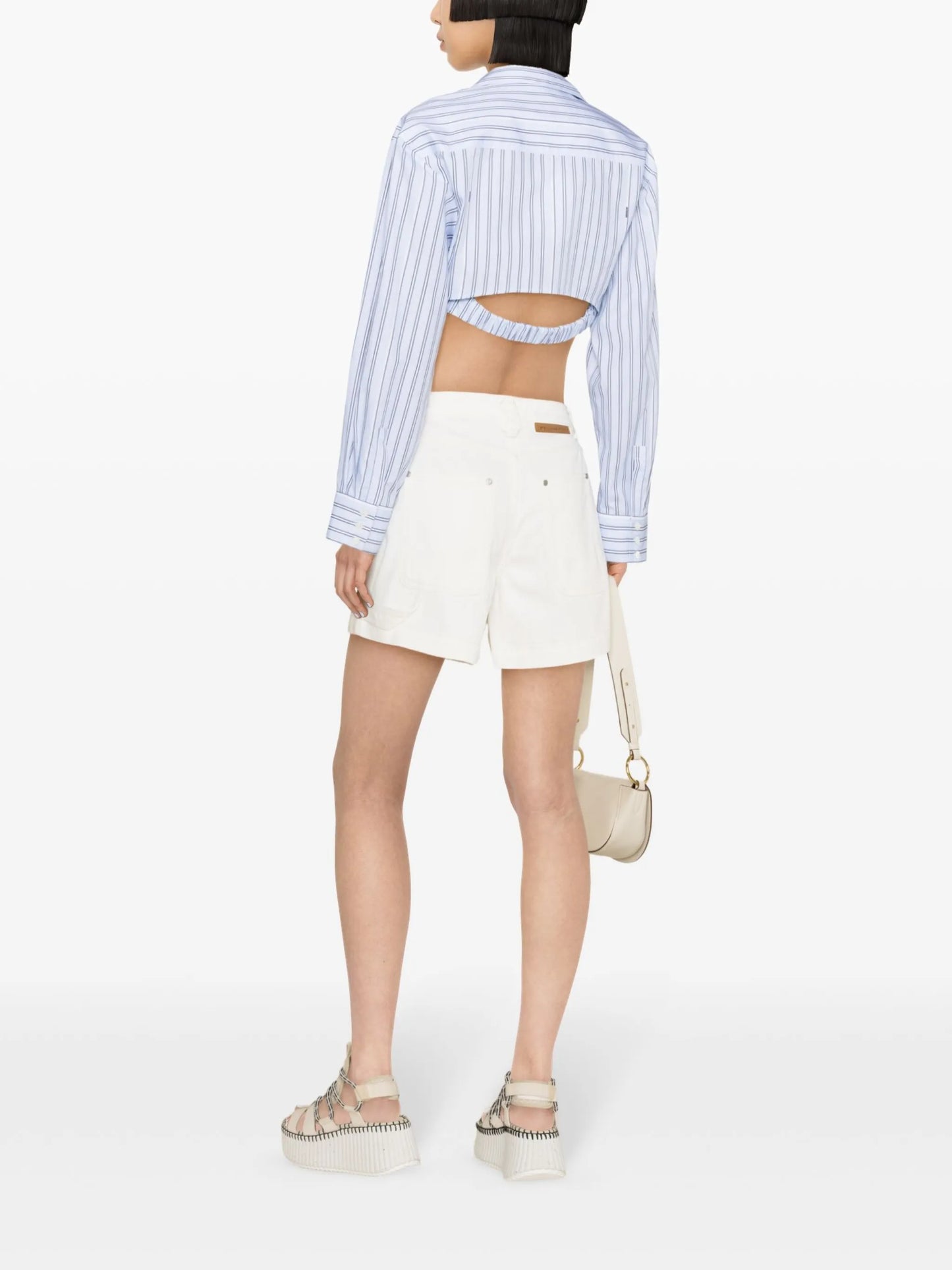 two-tone denim shorts