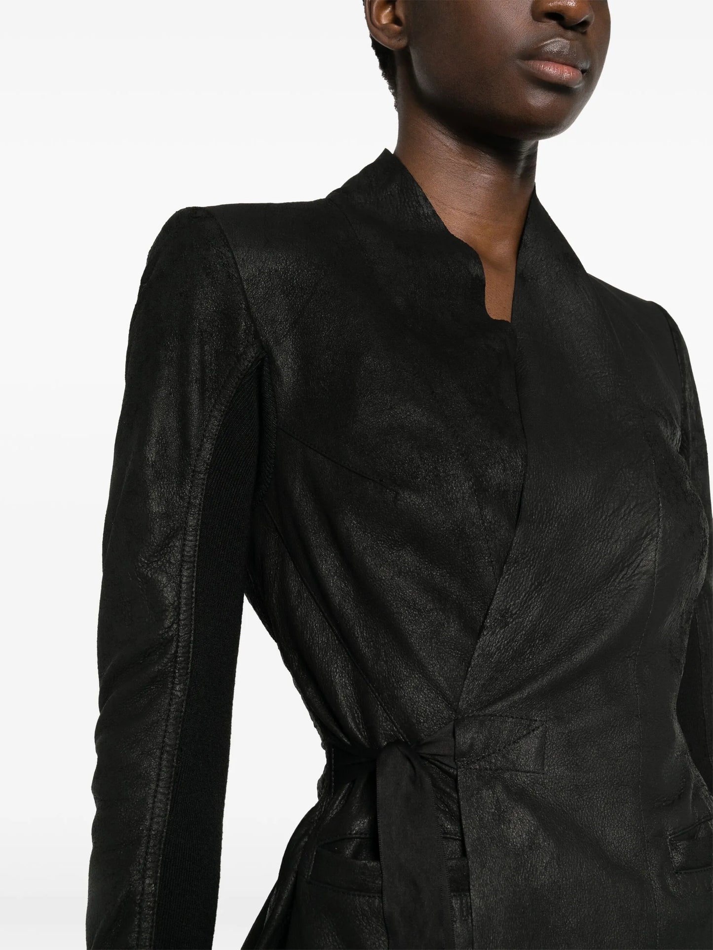 cracked-effect leather jacket