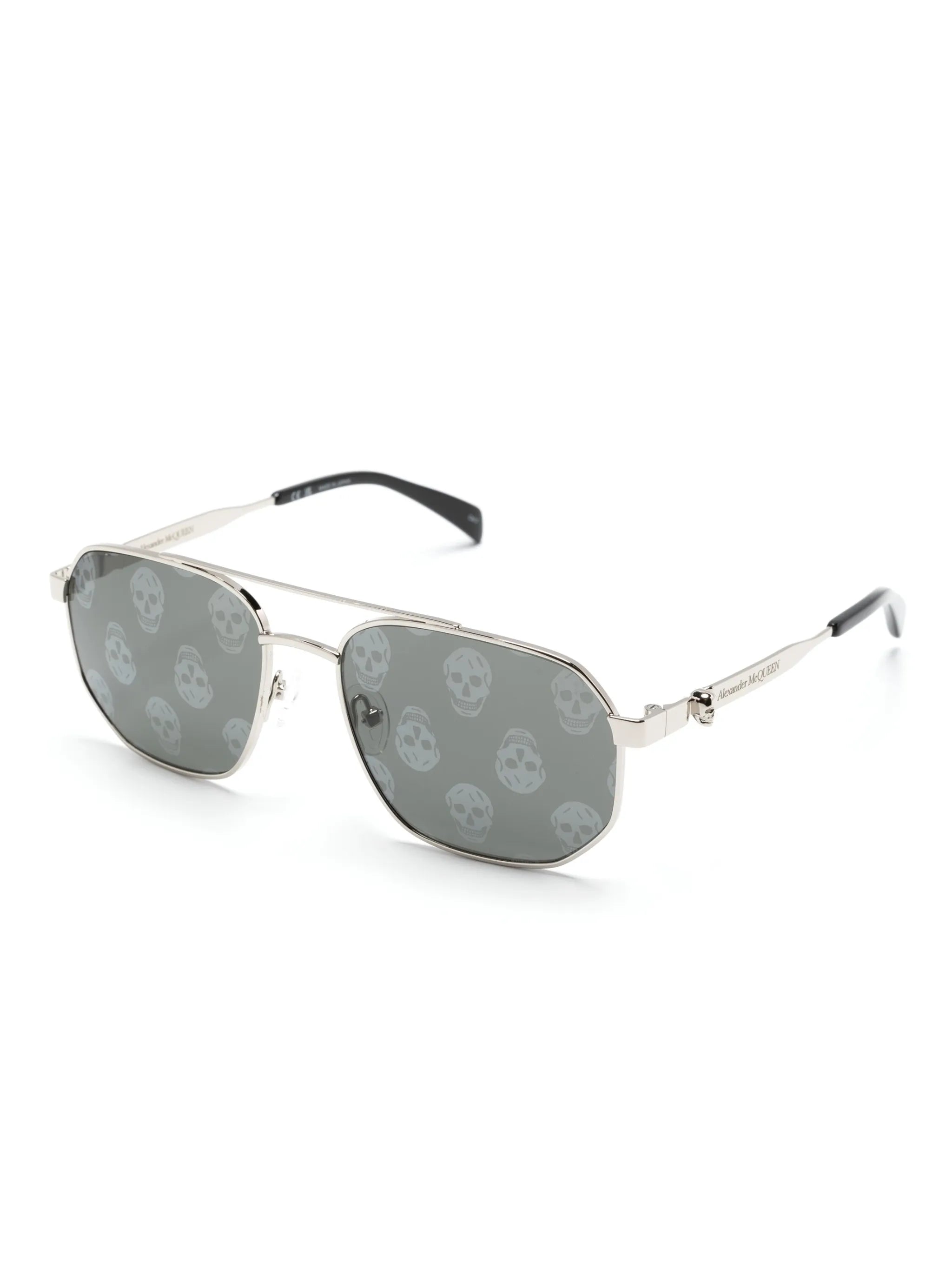 skull-print pilot-frame sunglasses