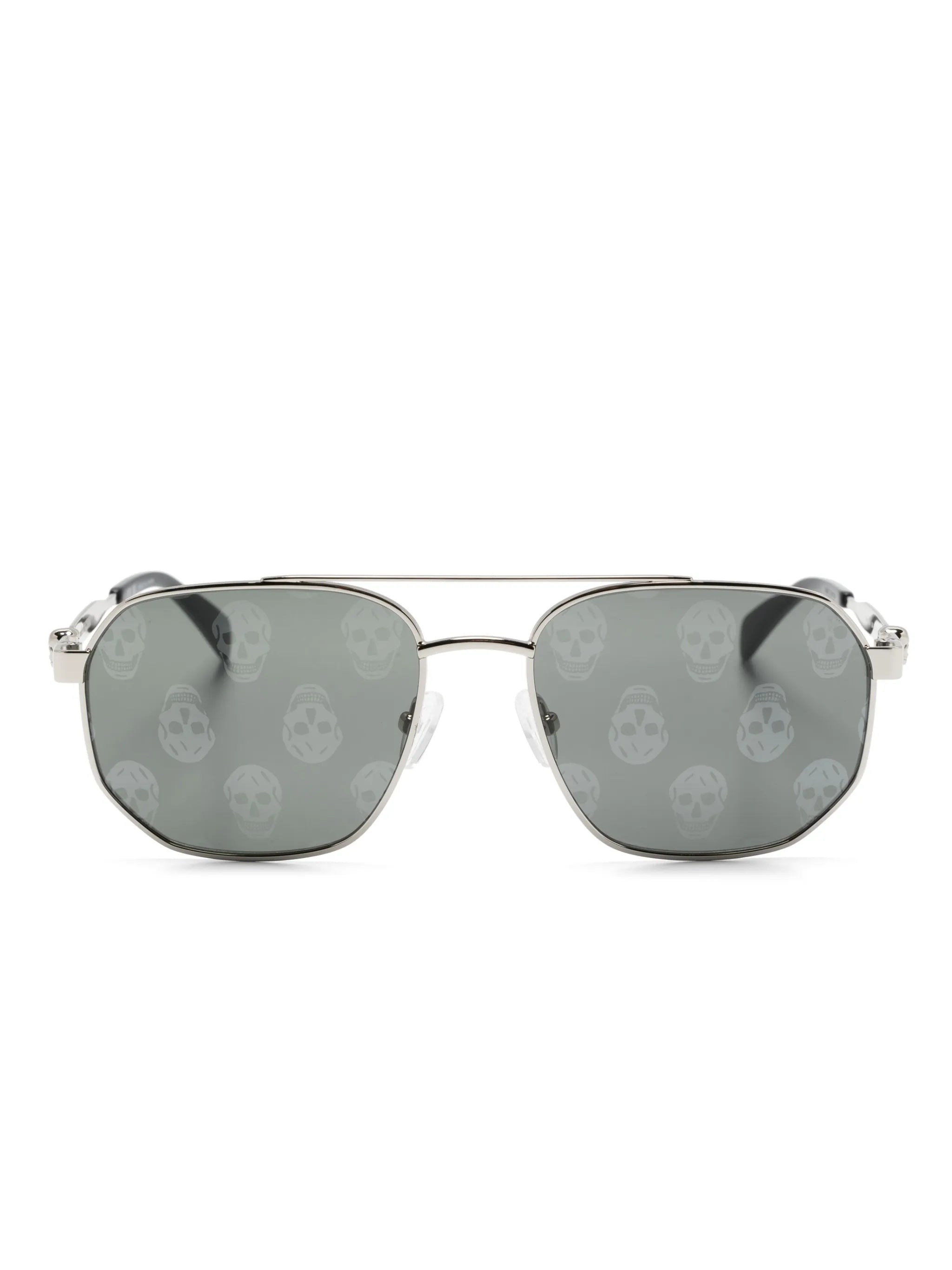 skull-print pilot-frame sunglasses