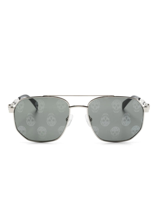skull-print pilot-frame sunglasses