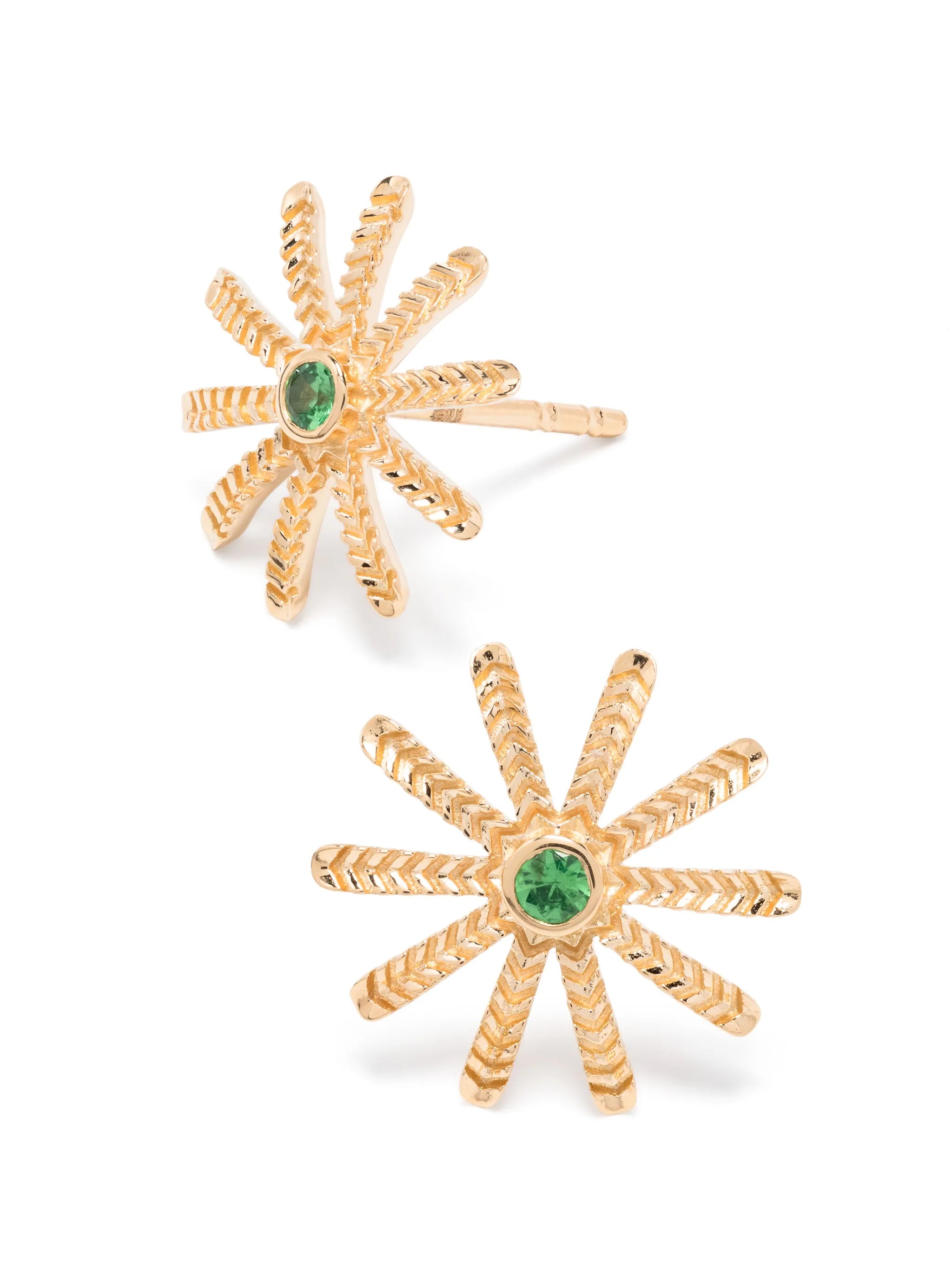 18kt yellow gold Tiny Sunflower tsavorite stud earrings