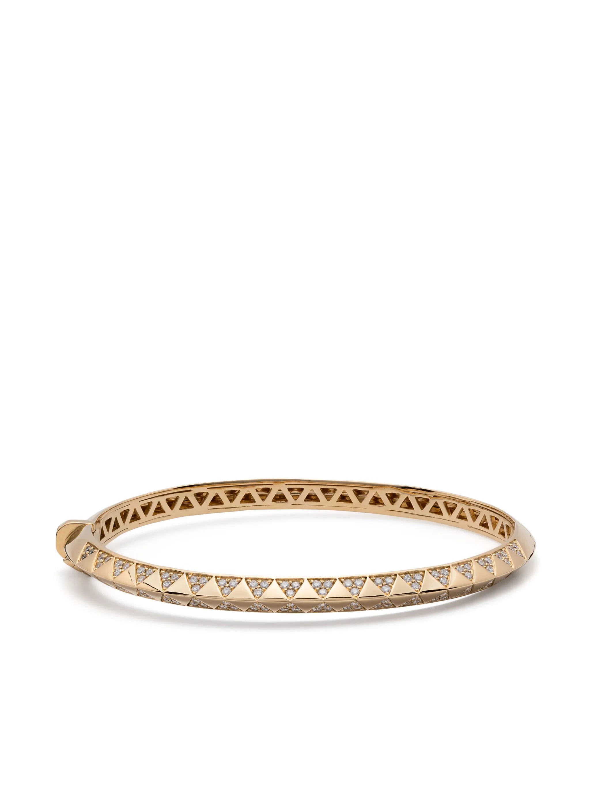 18kt yellow gold Knife Edge diamond bangle bracelet
