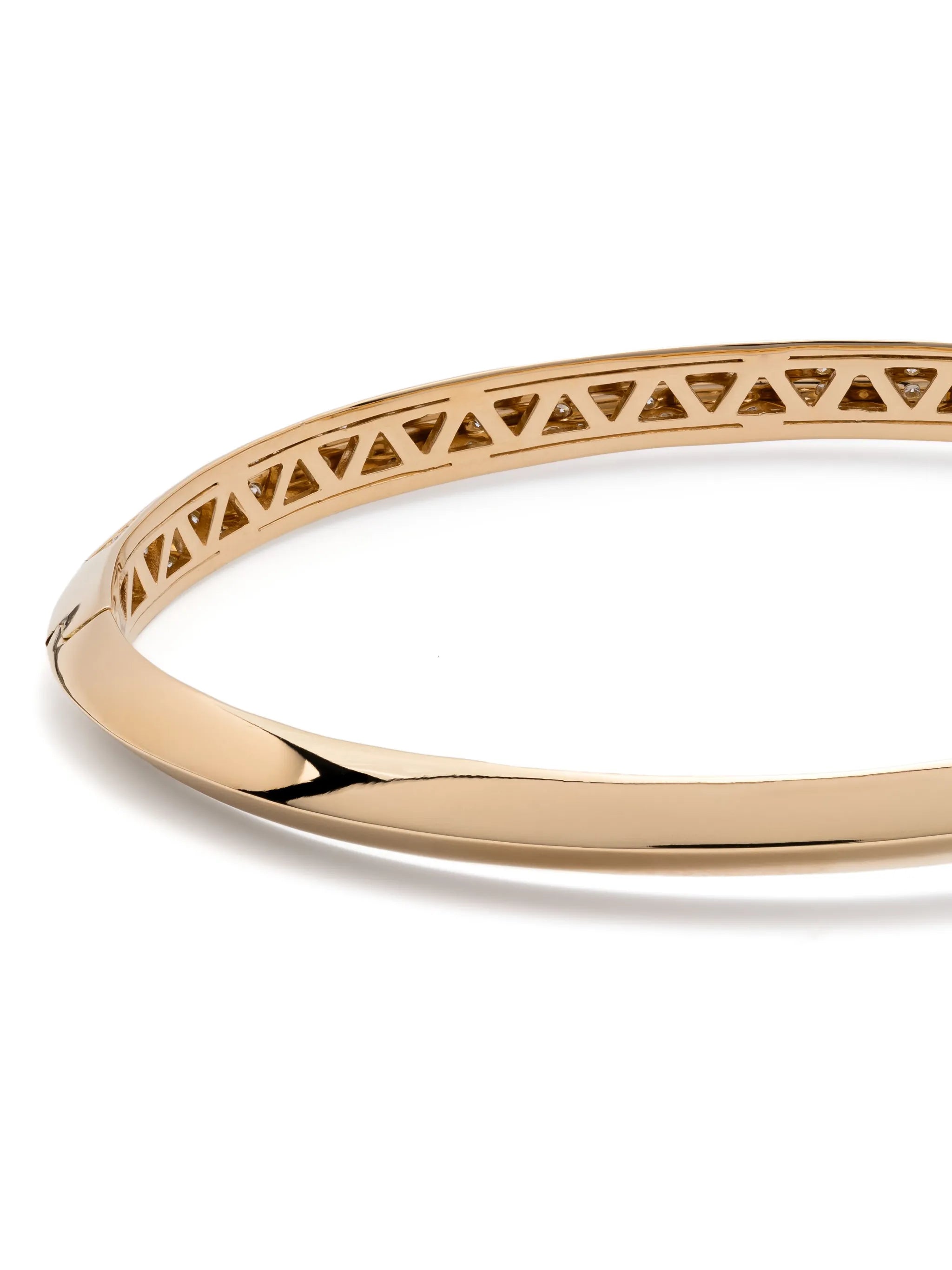 18kt yellow gold Knife Edge diamond bangle bracelet