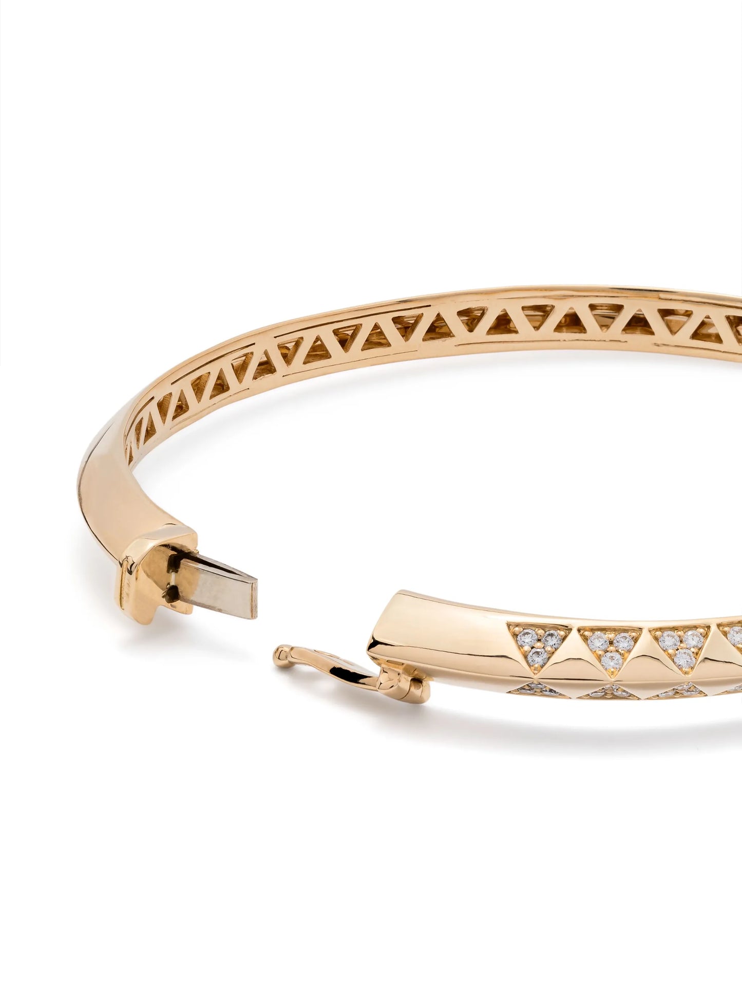 18kt yellow gold Knife Edge diamond bangle bracelet