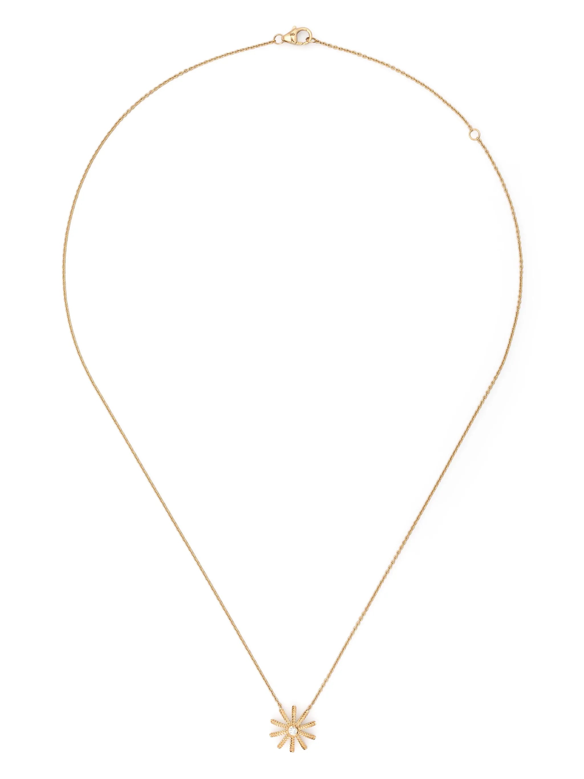 18kt yellow gold Tiny Sunflower diamond pendant necklace