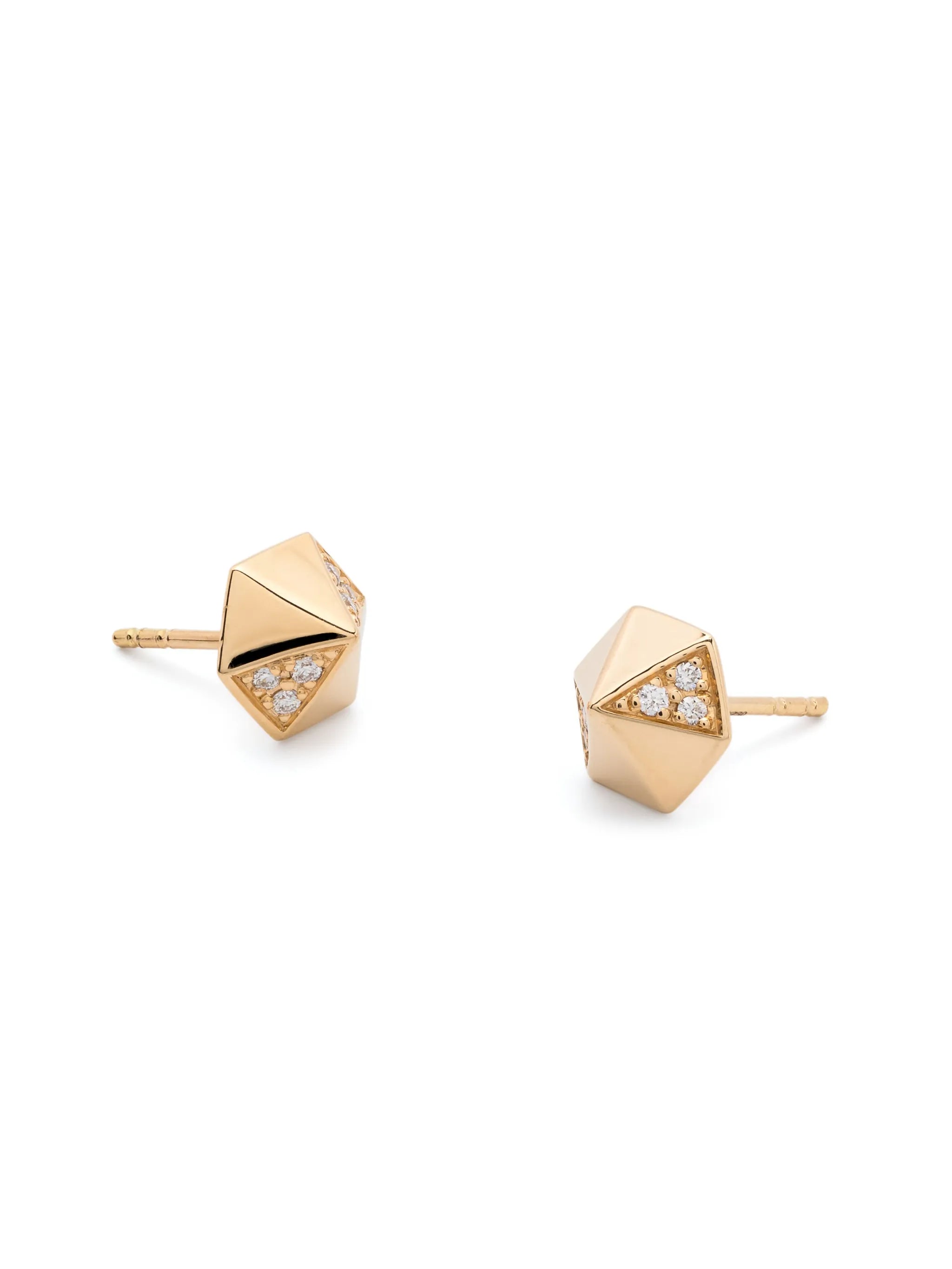 18kt yellow gold Pyramid diamond stud earrings