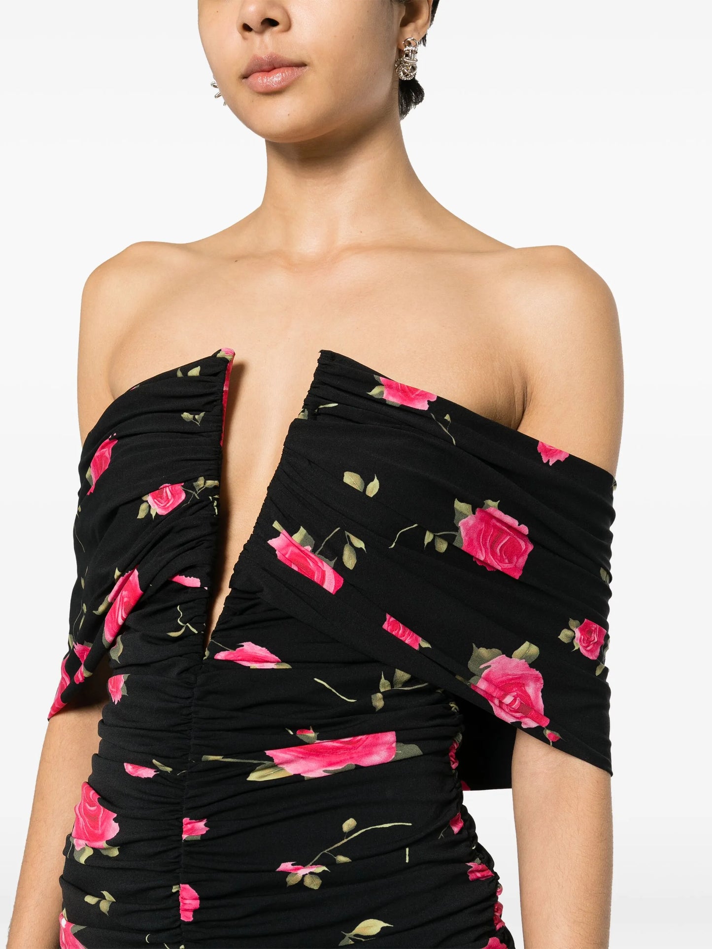 V-neck ruched dress