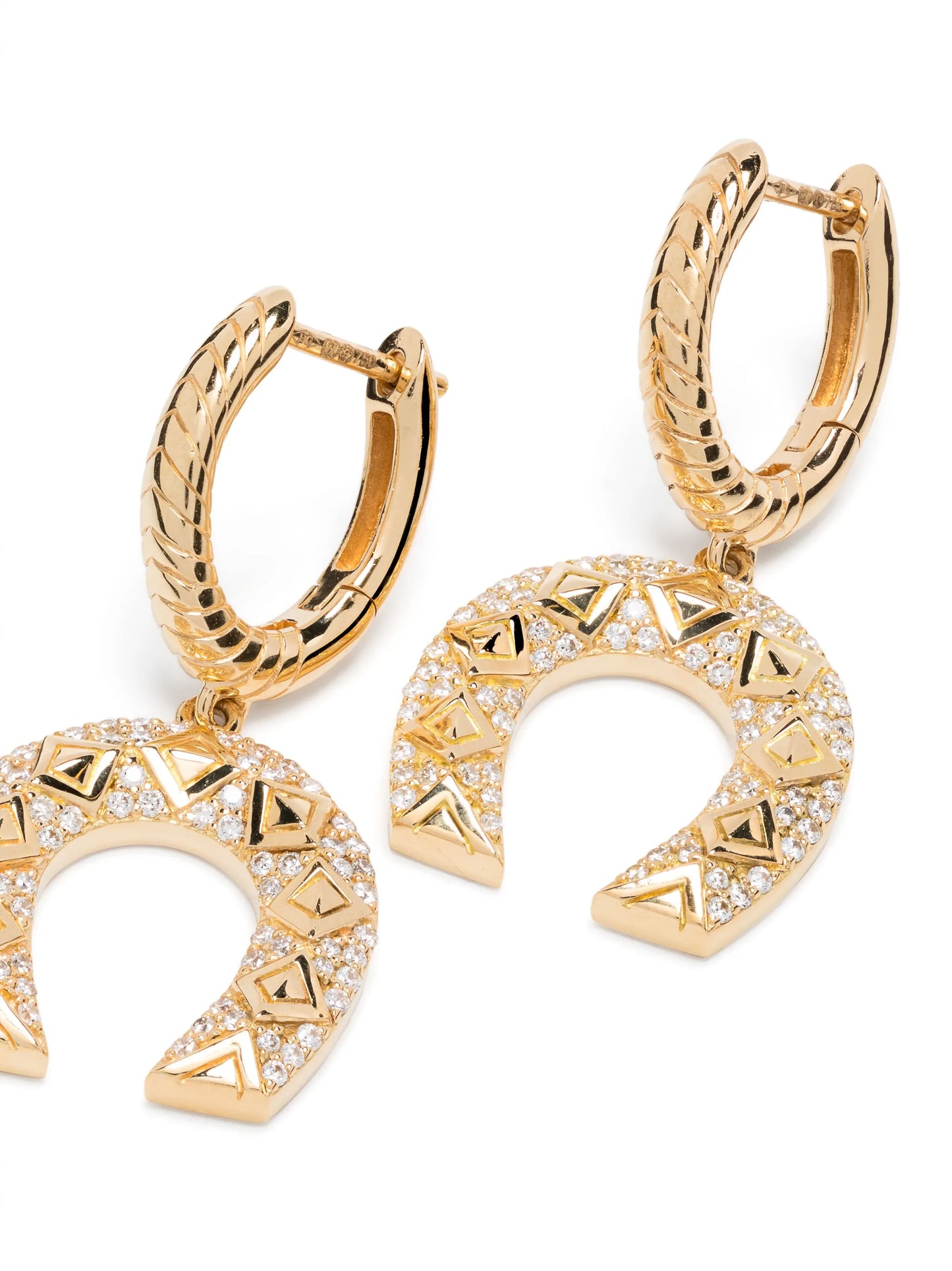 18kt yellow gold Horseshoe diamond drop earrings