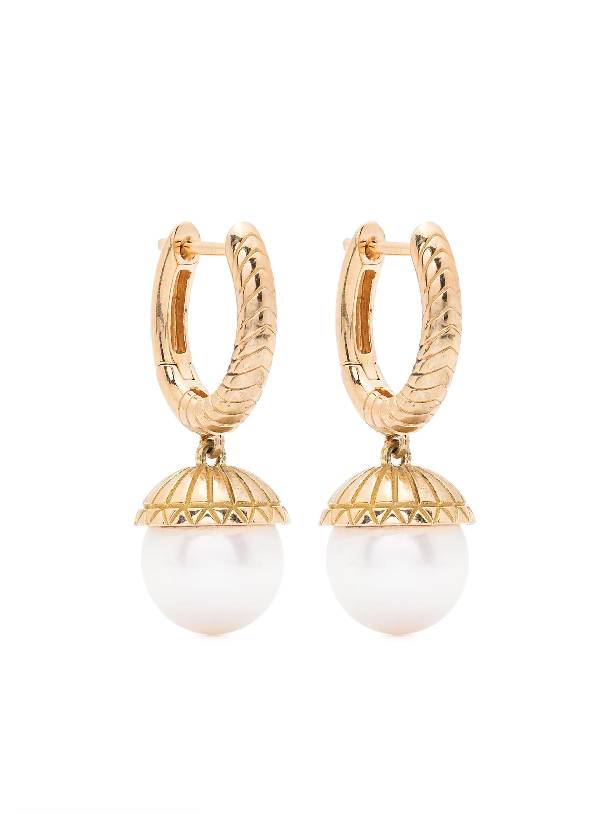 18kt yellow gold pearl drop earrings