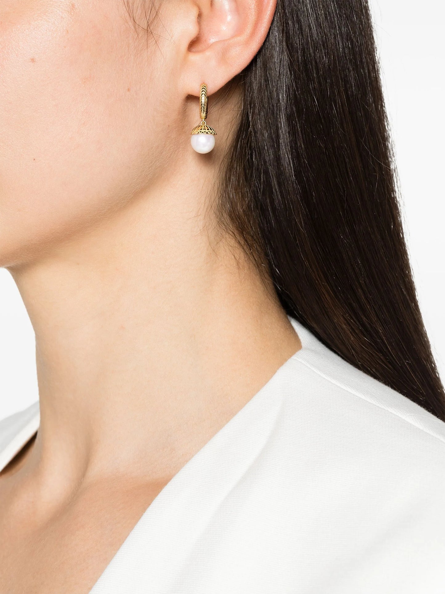 18kt yellow gold pearl drop earrings