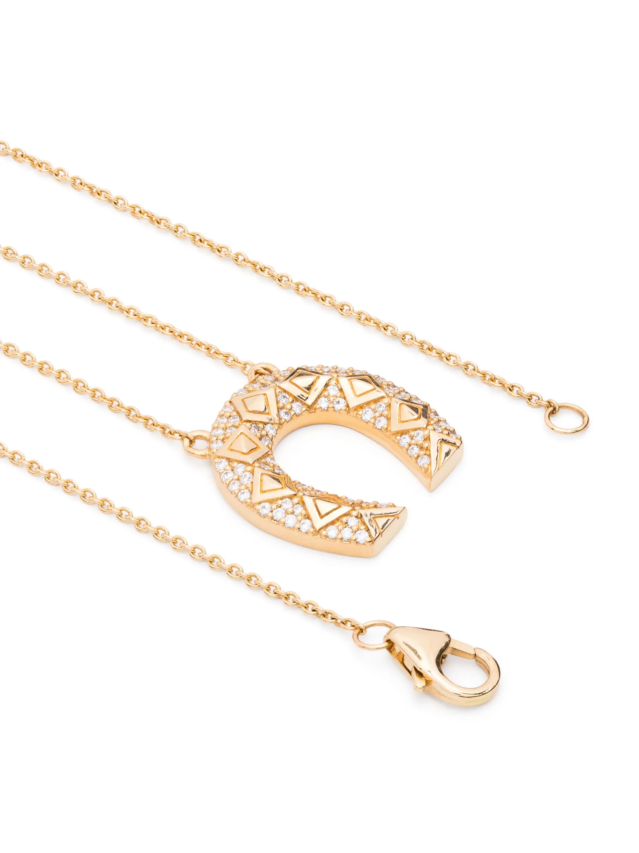 18kt yellow gold Mini Horseshoe pendant necklace