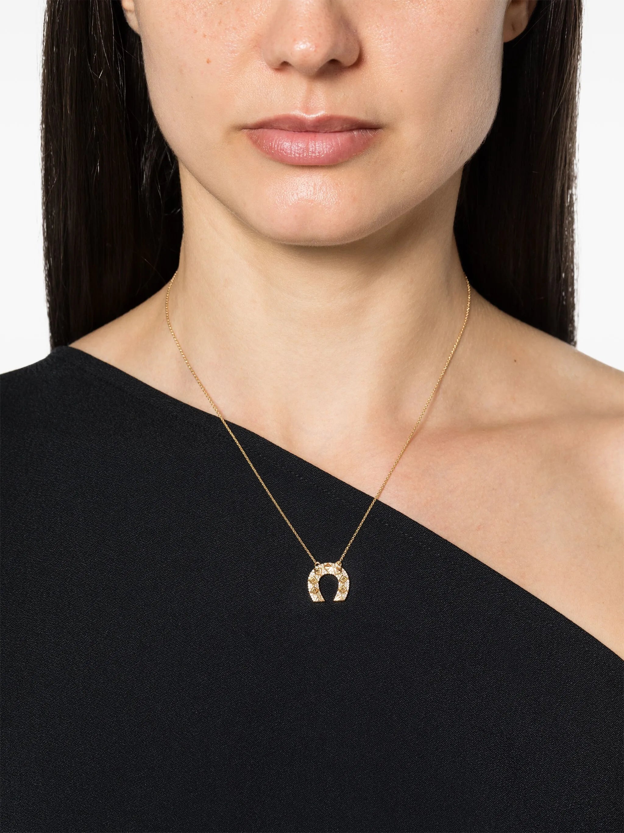 18kt yellow gold Mini Horseshoe pendant necklace