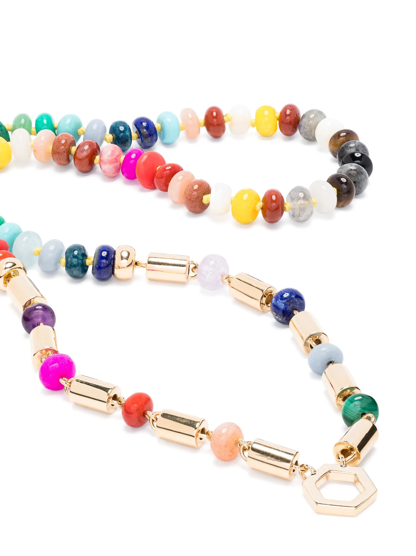 18kt yellow gold Baht and Bead Foundation multi-stone necklace