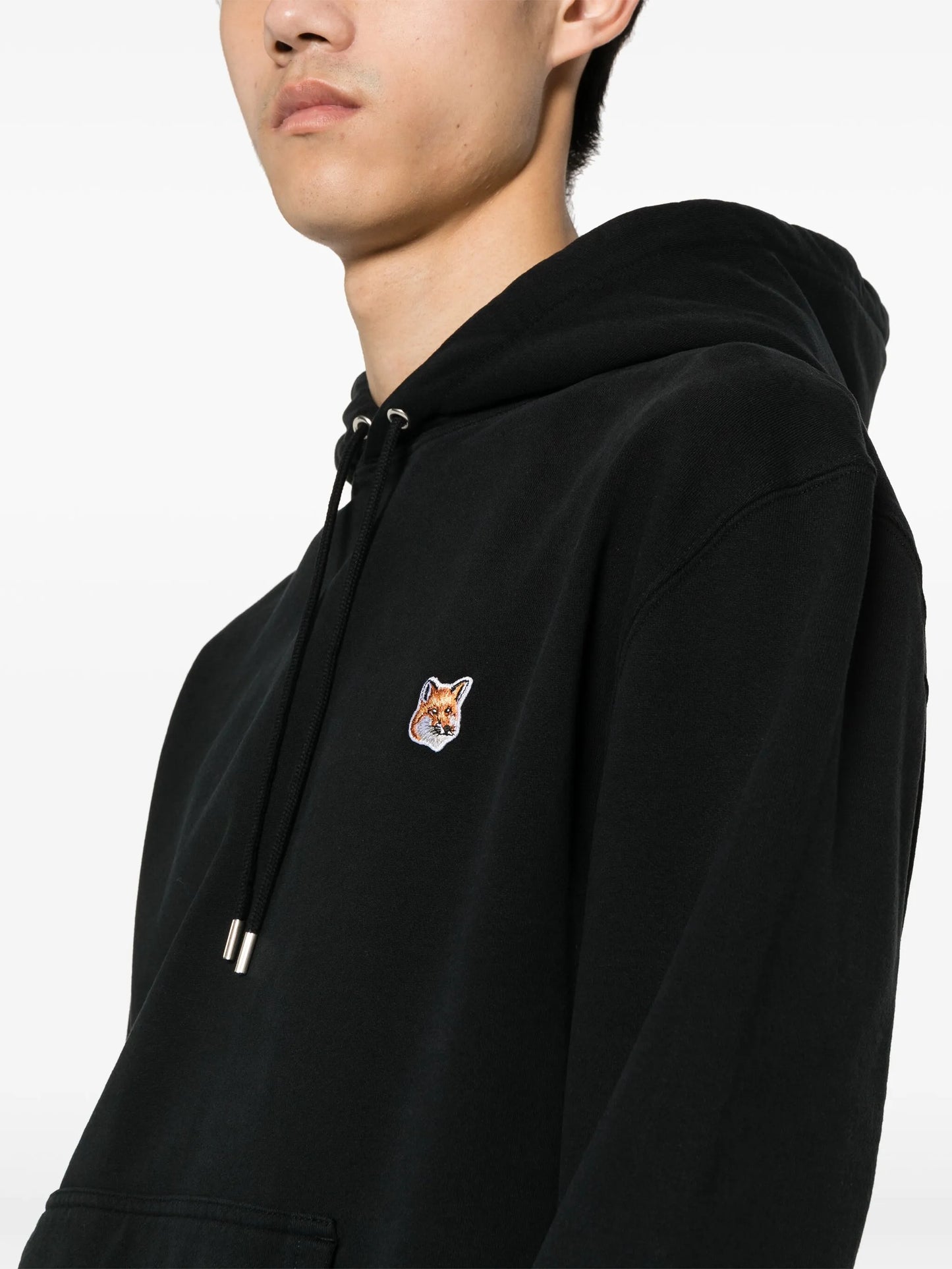 Fox-motif cotton hoodie