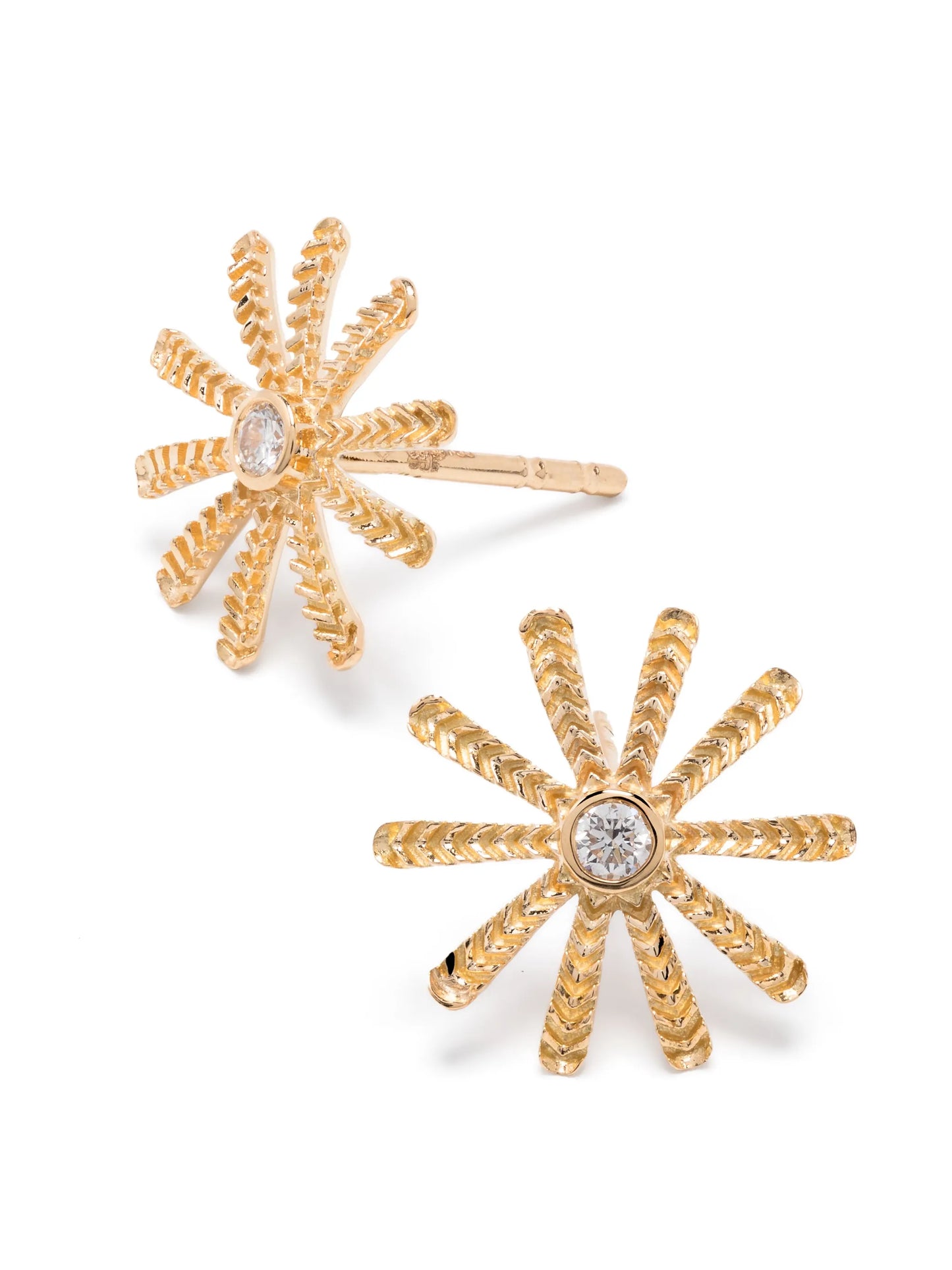18kt yellow gold Tiny Sunflower diamond earrings stud