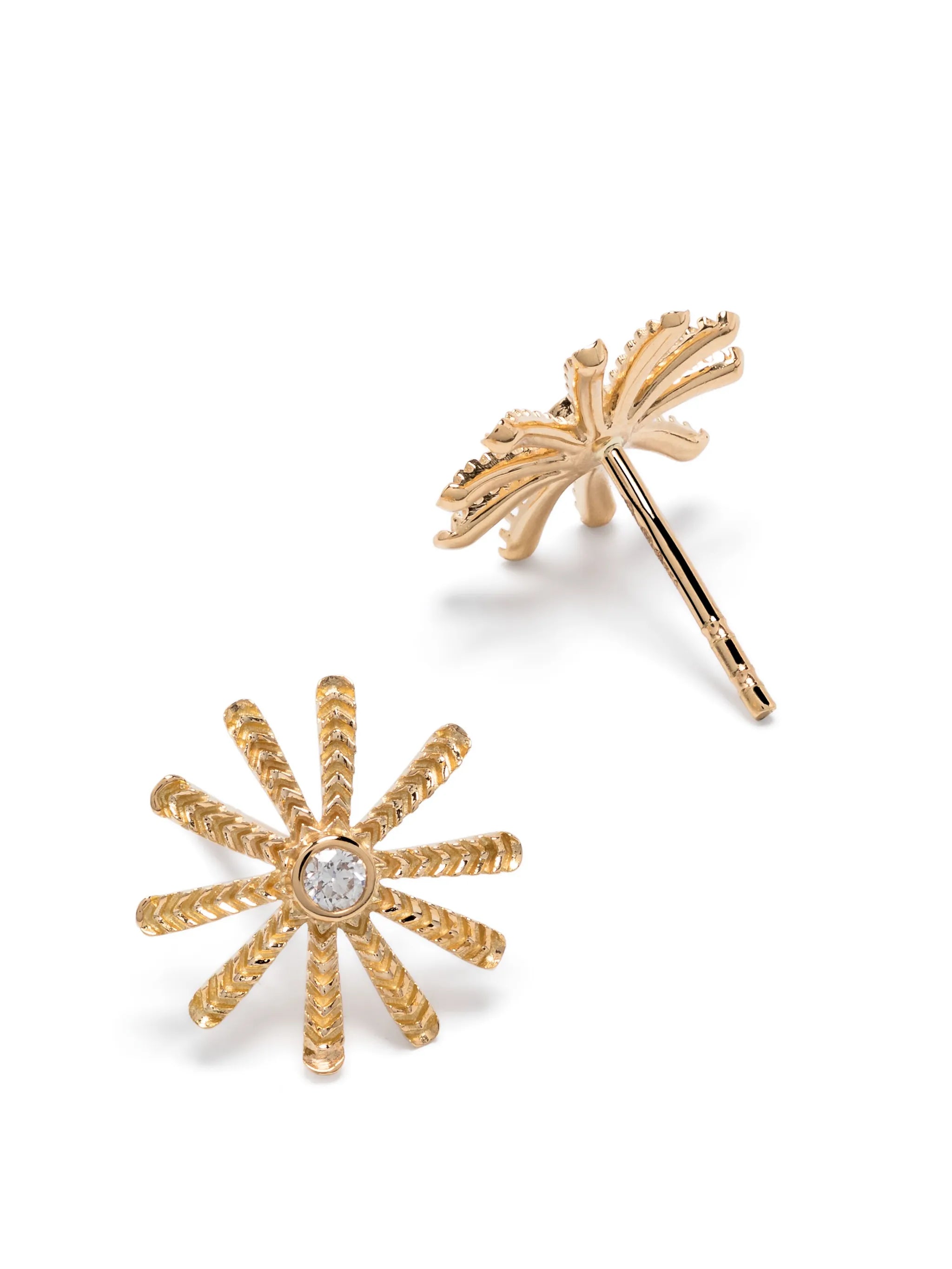 18kt yellow gold Tiny Sunflower diamond earrings stud