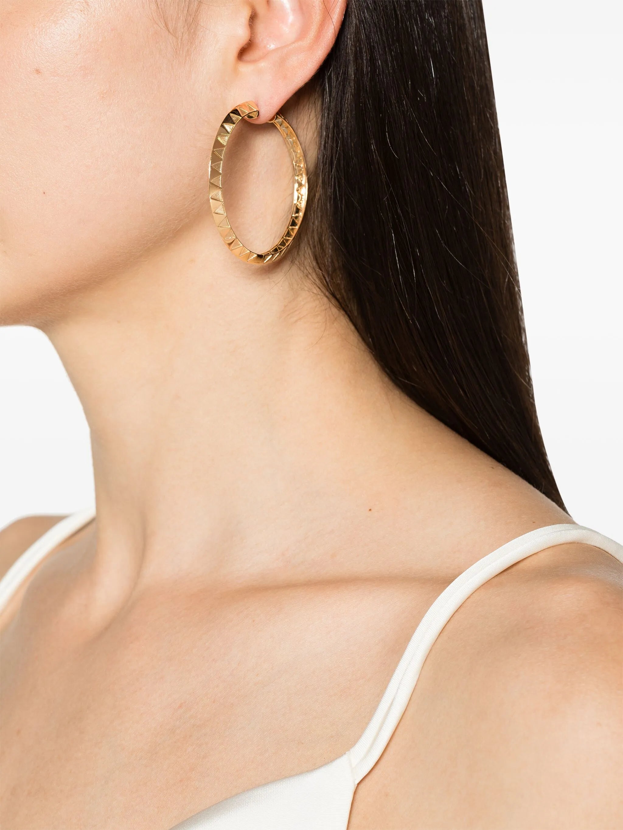 18kt yellow gold Knife Edge hoop earrings
