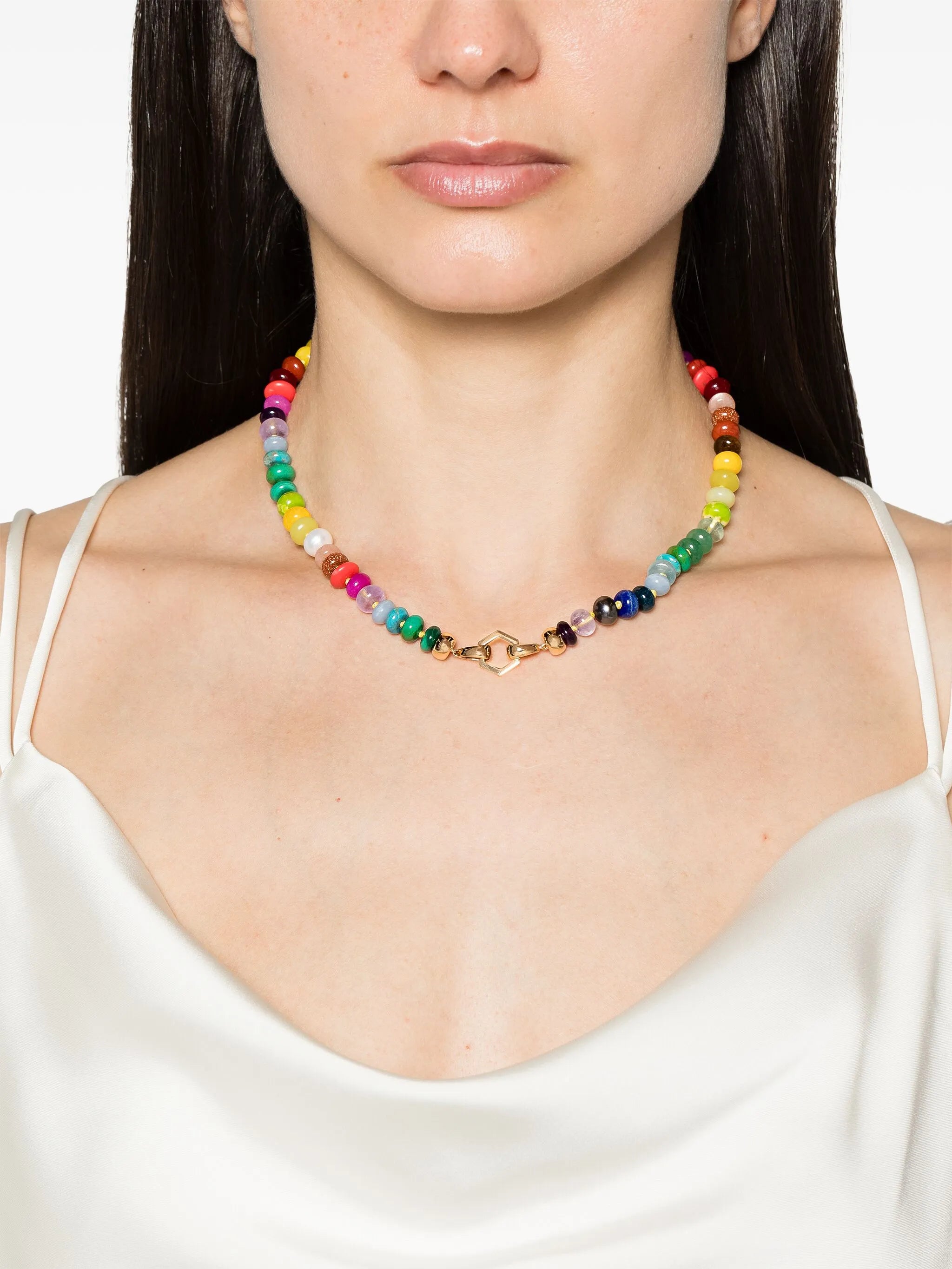 18kt yellow gold Rainbow Foundation multi-stone necklace