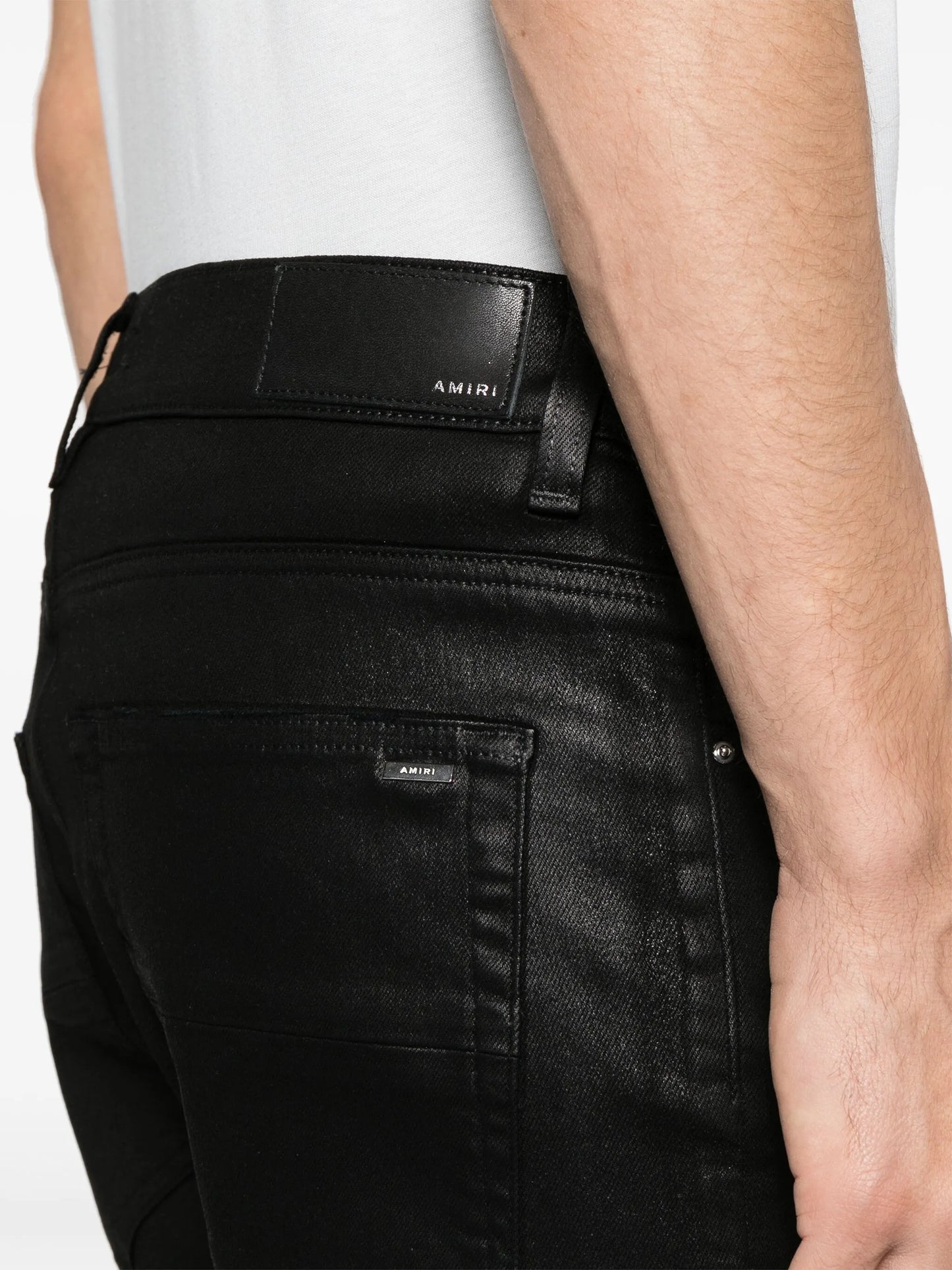 Wax ripped-detailed jeans