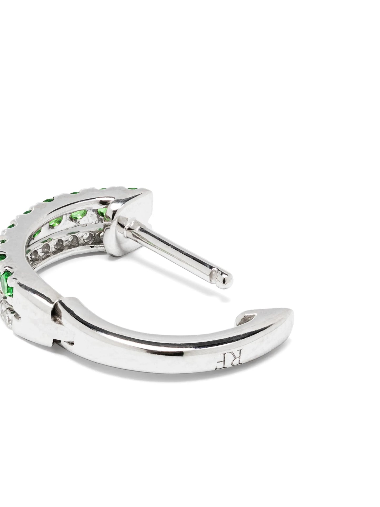 14kt white gold Row garnet single earrings