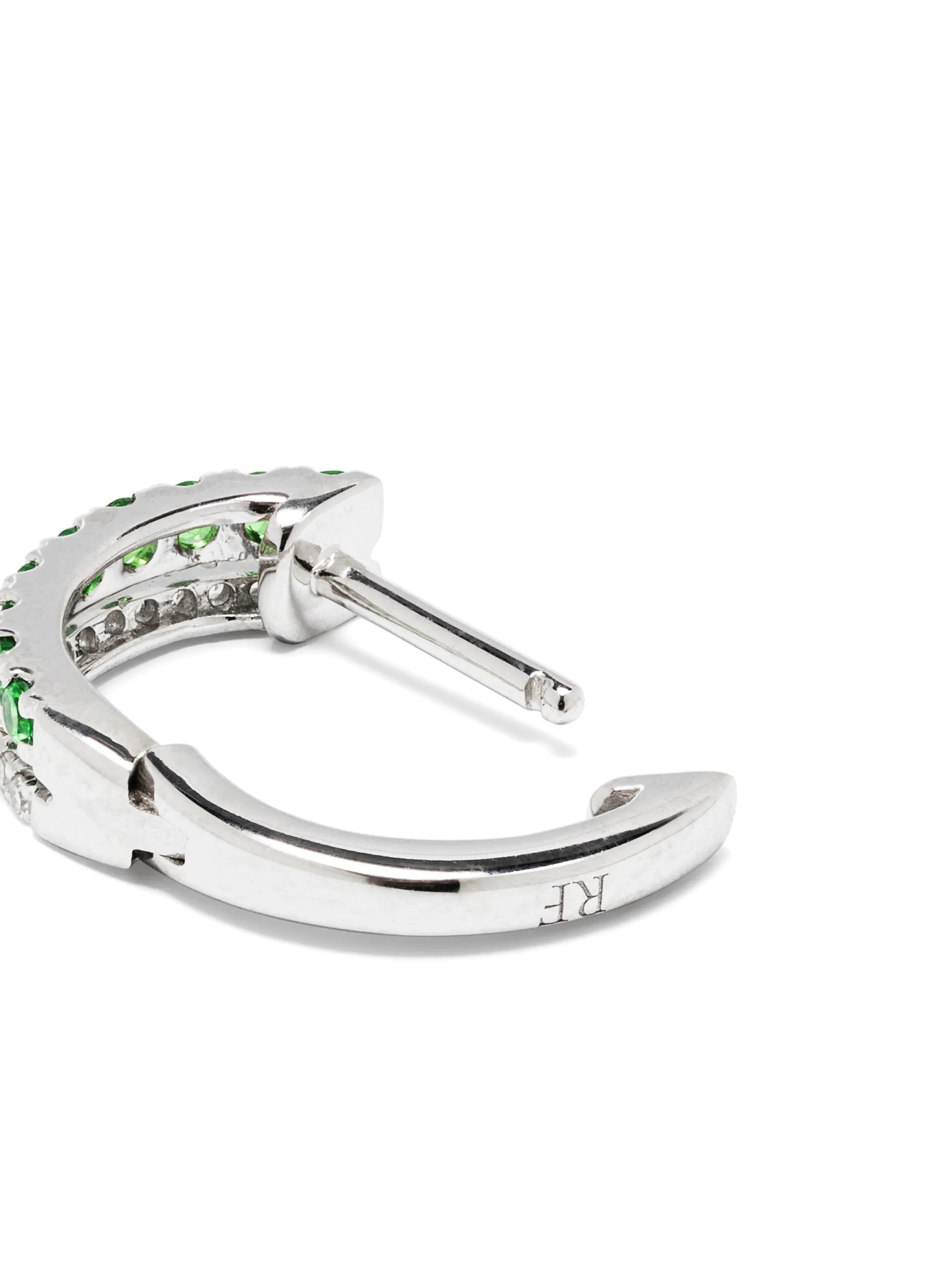 14kt white gold Row garnet single earrings
