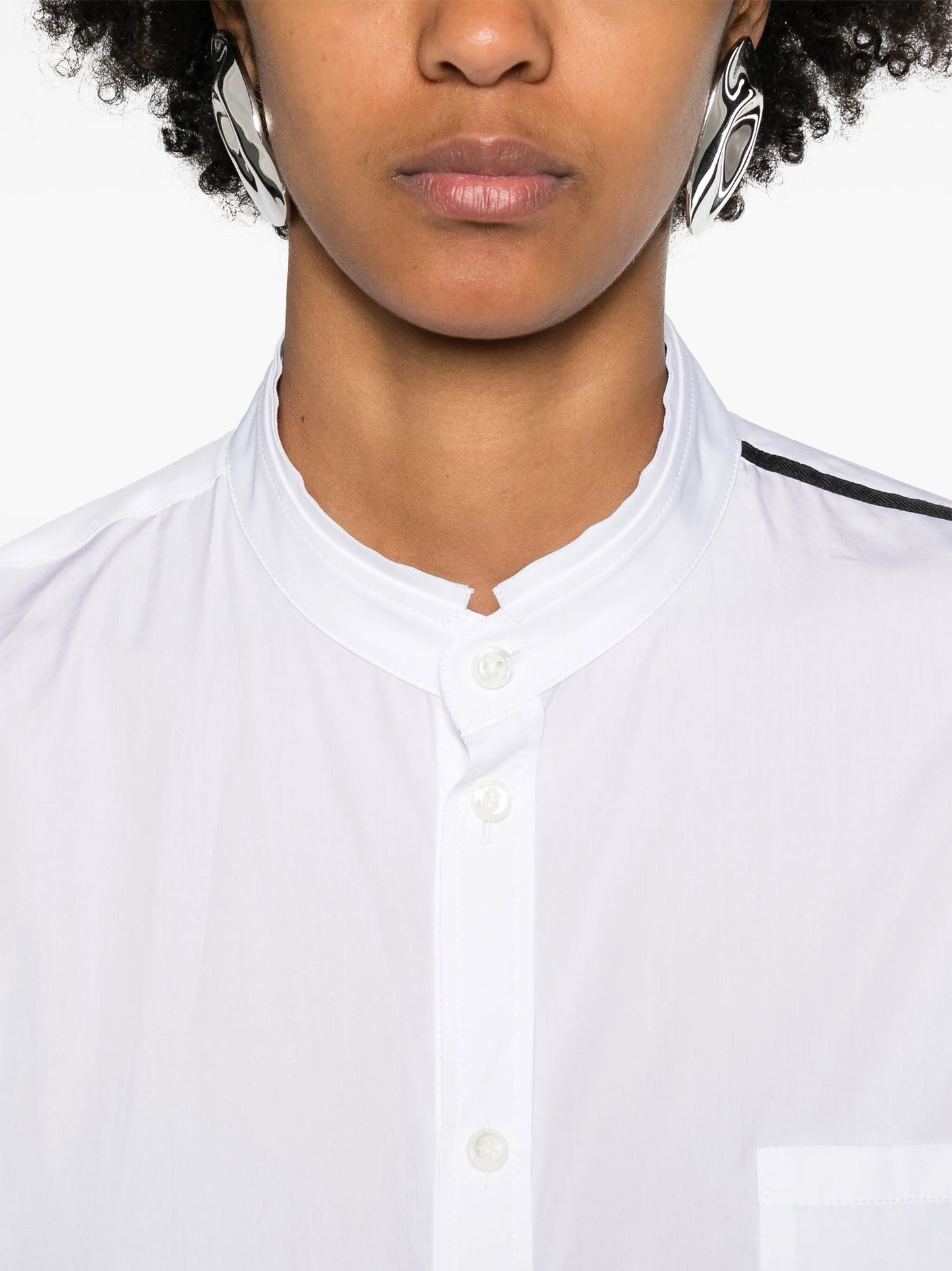 band-collar midi shirt dress