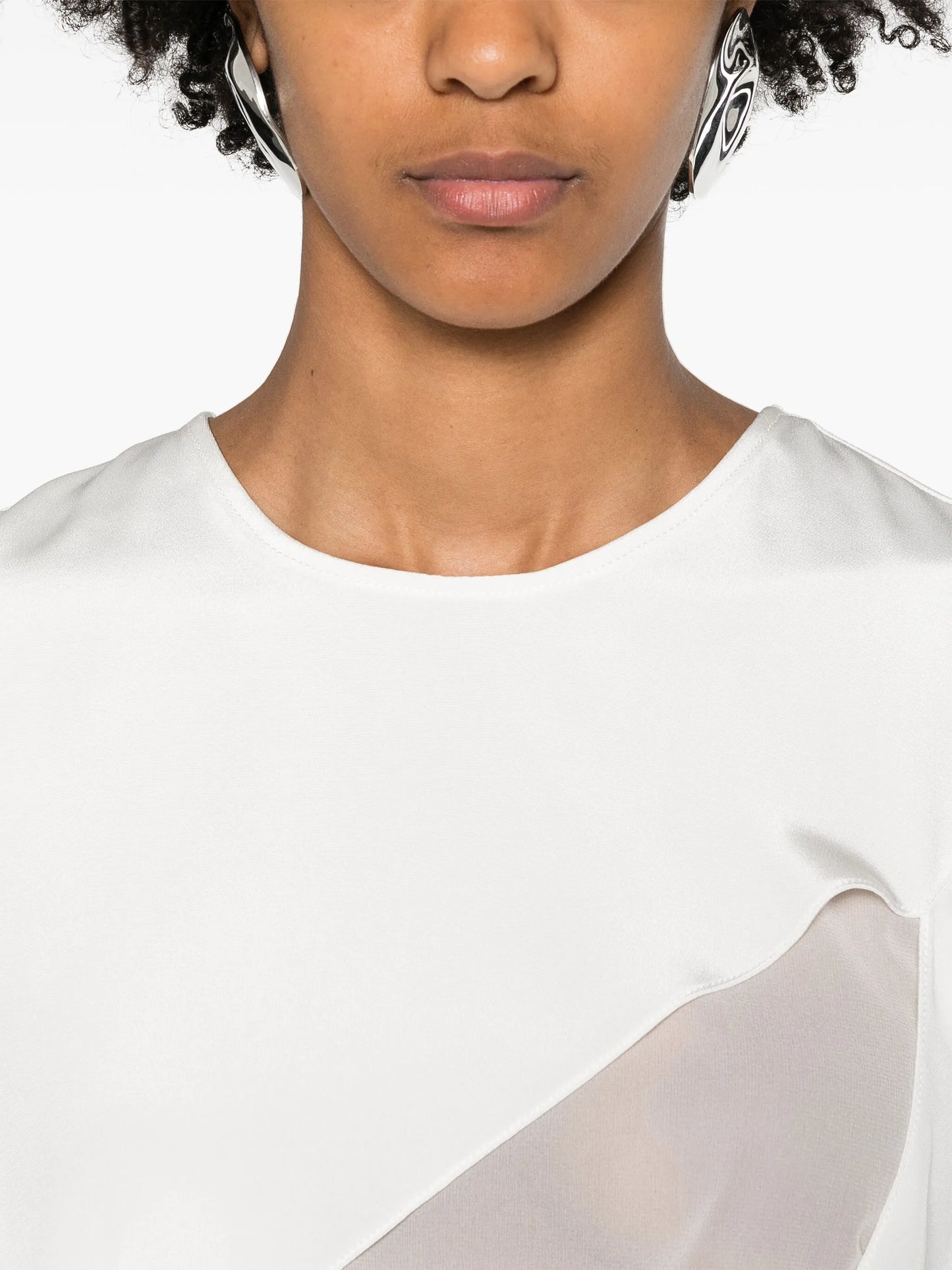 Slash silk blouse