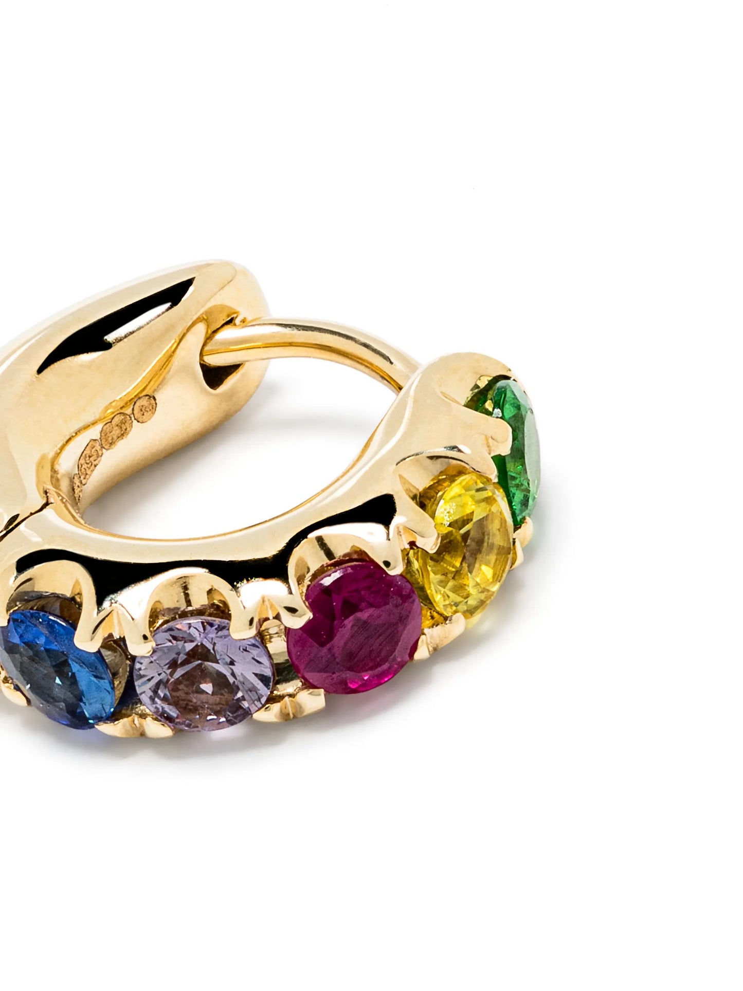 14kt yellow gold Rainbow sapphire single earring