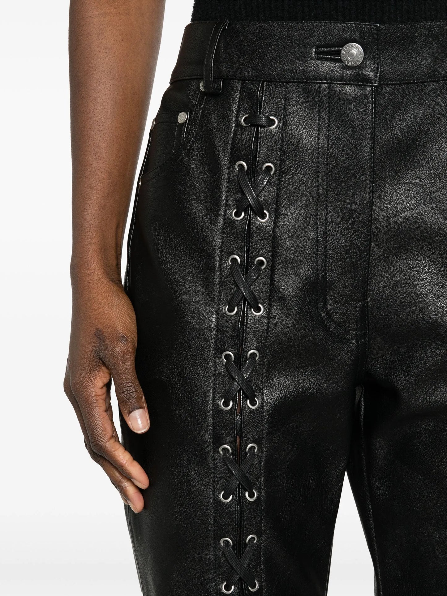 lace-up slim-fit trousers