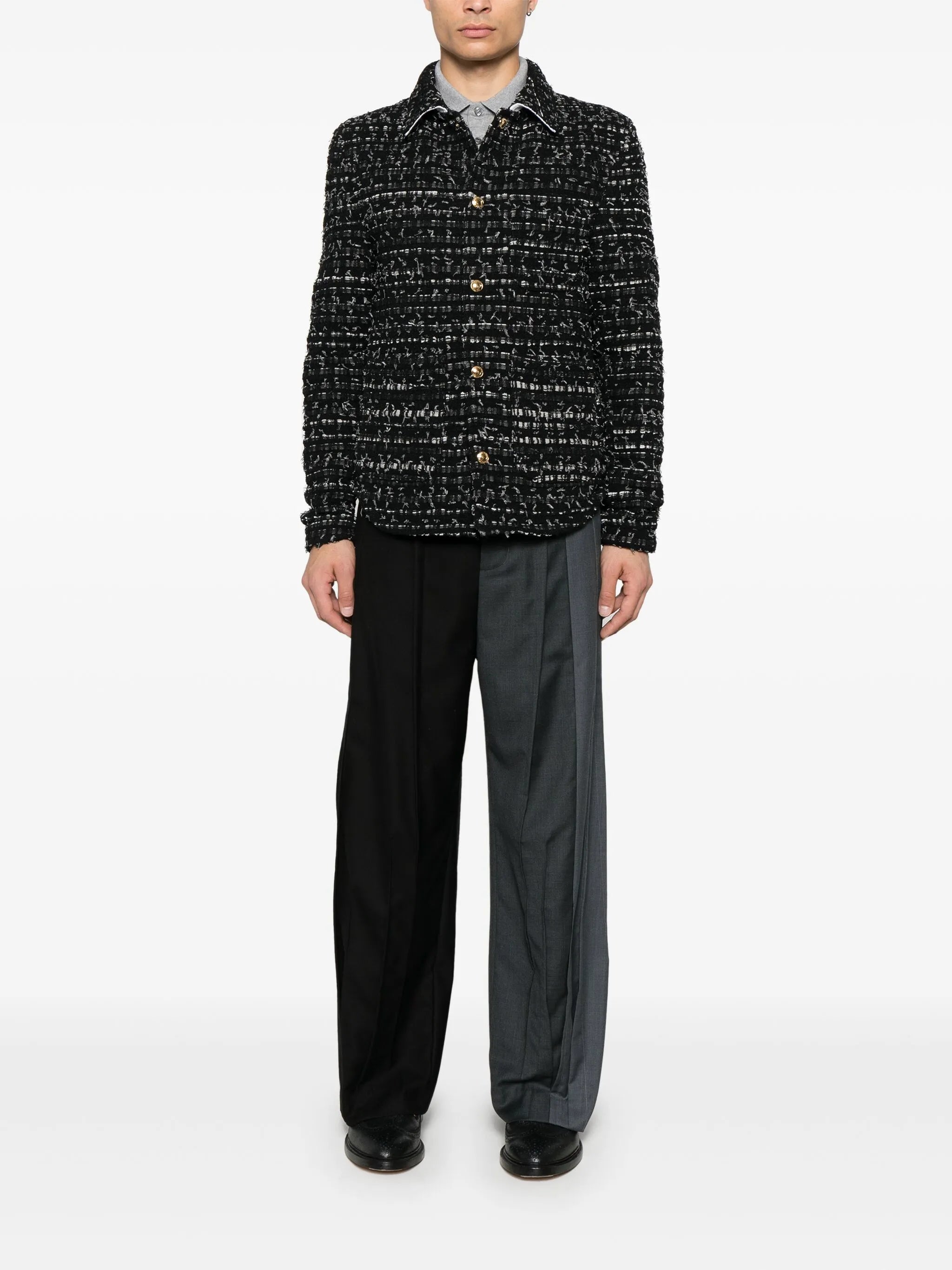 denim ribbon tweed jacket